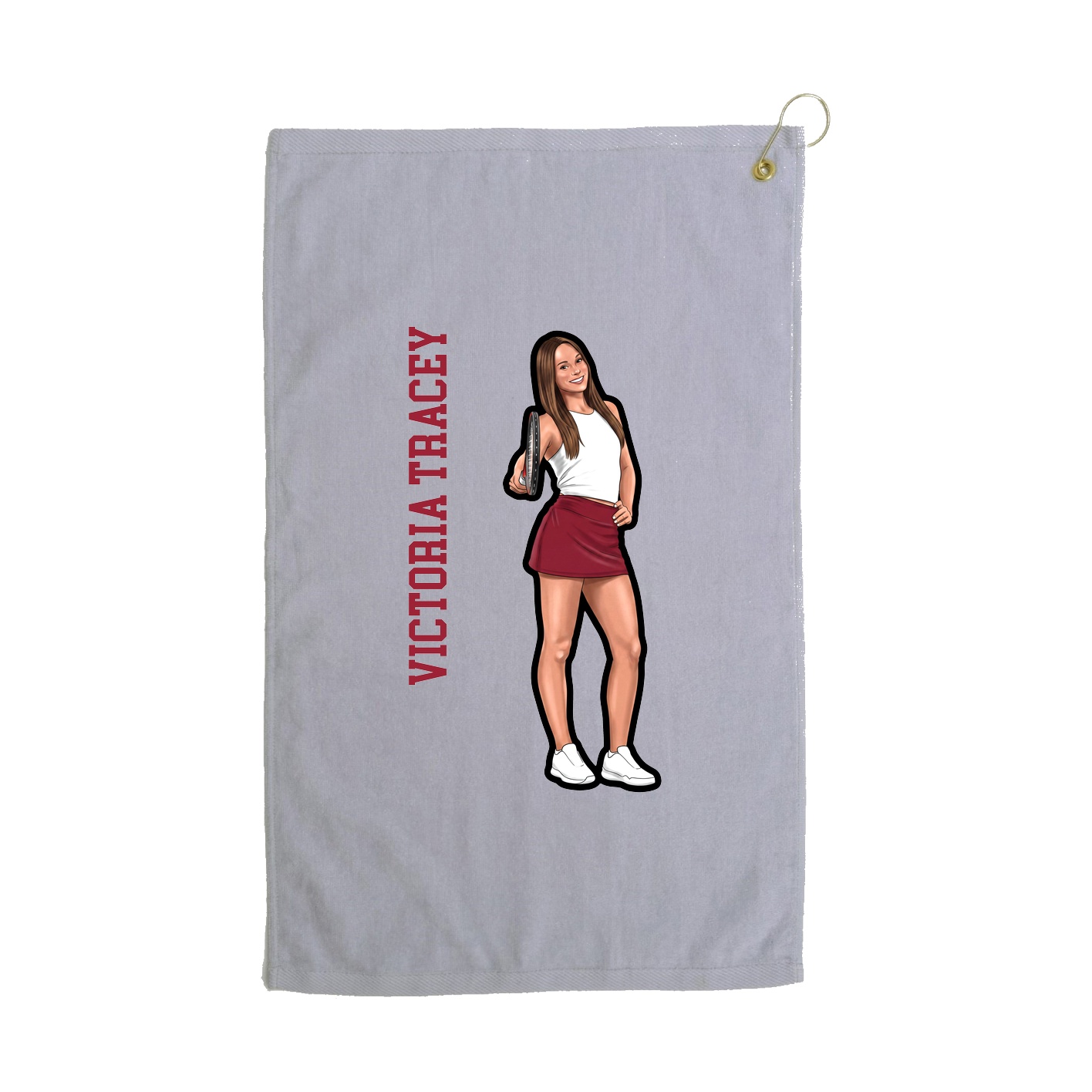 Golf Towel — Name Vertical in Grey