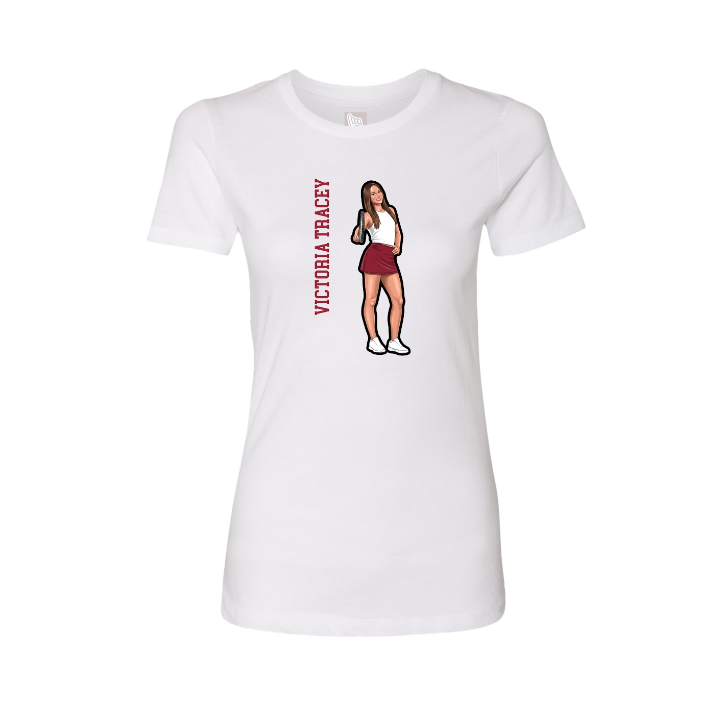 Fitted Women's Tee — Name Vertical in White