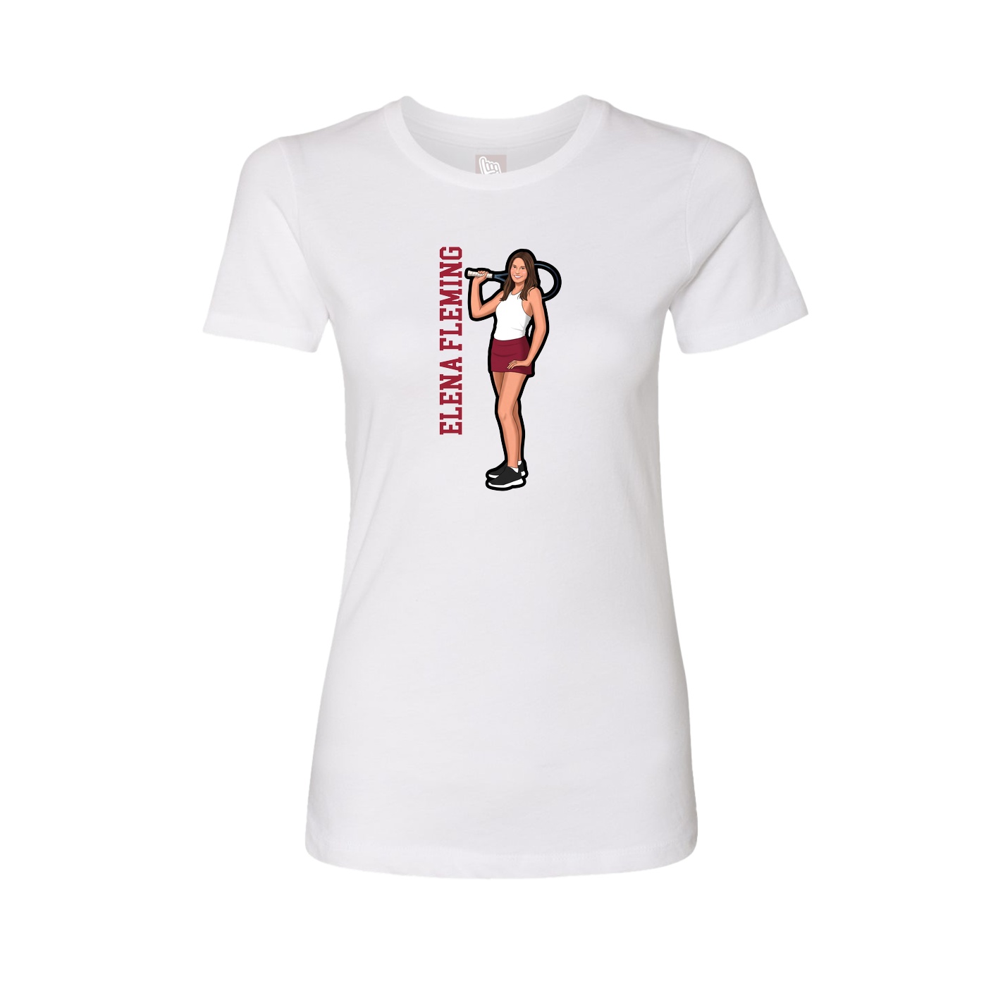Fitted Women's Tee — Name Vertical in White