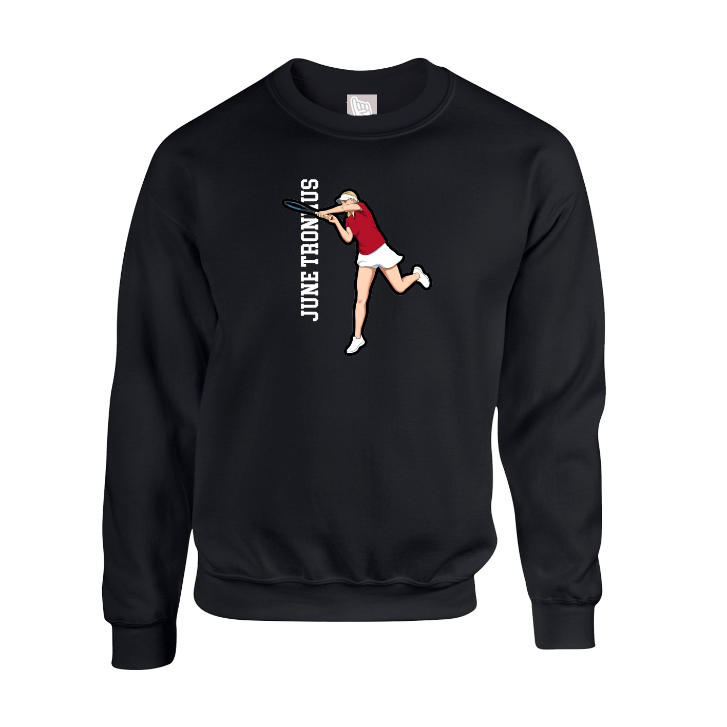 Fleece Crew — Name Vertical in Black