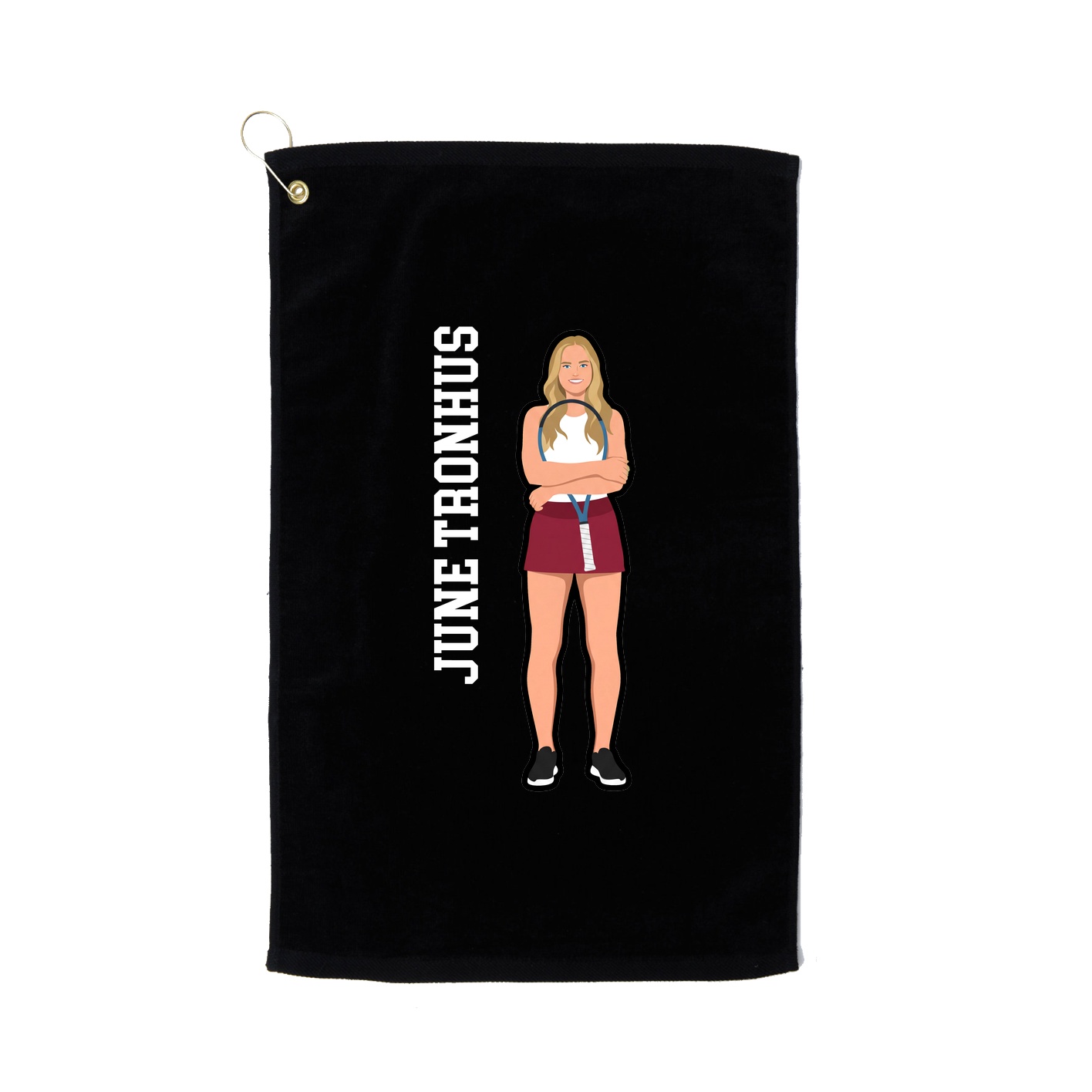 Golf Towel — Name Vertical in Black