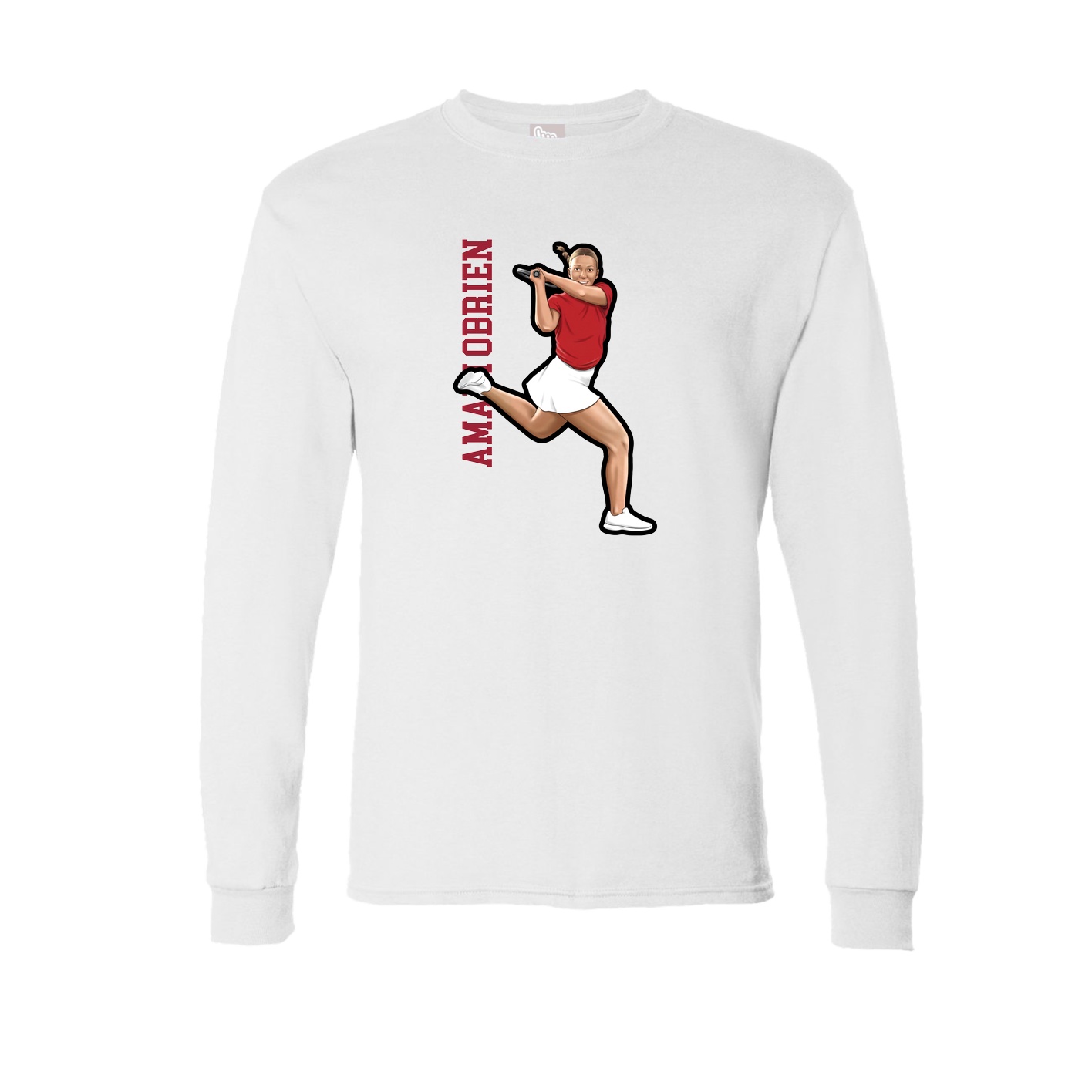 Long Sleeve Tee — Name Vertical in White