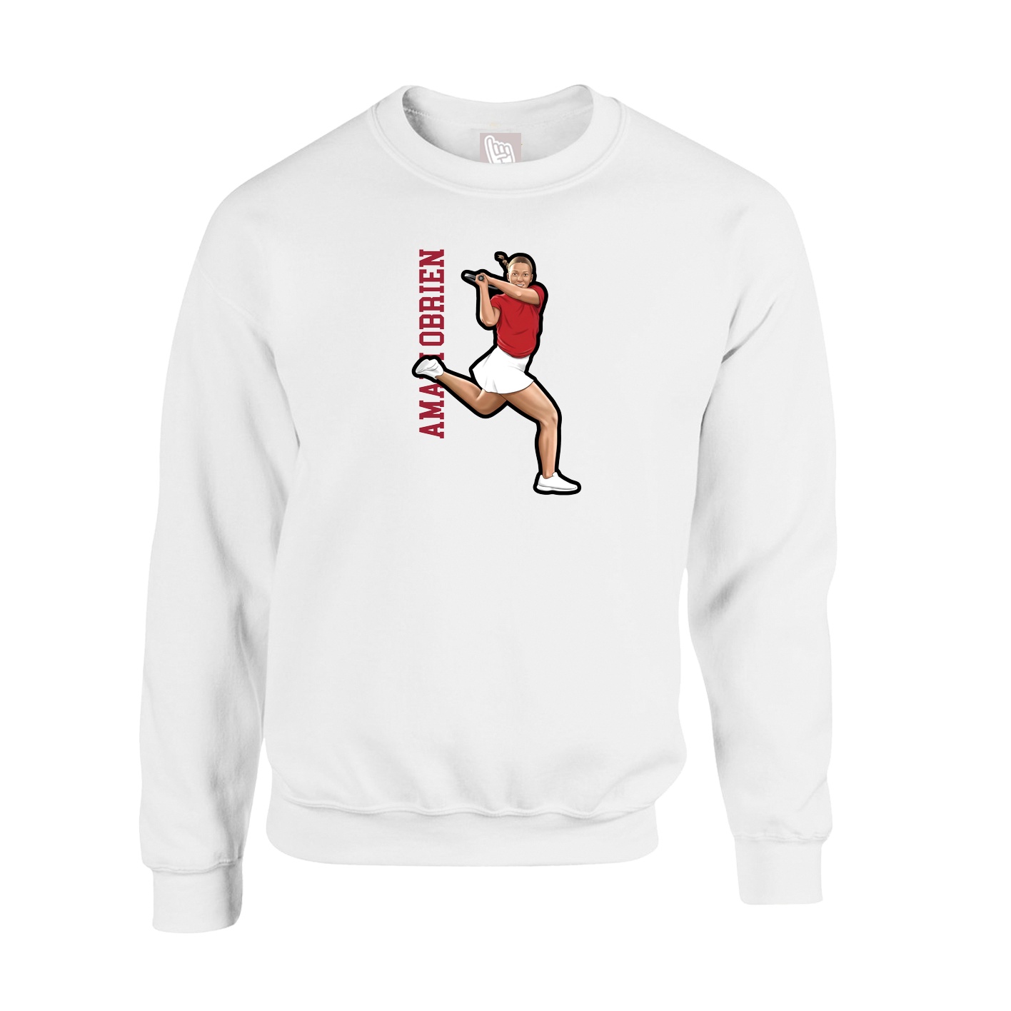Fleece Crew — Name Vertical in White