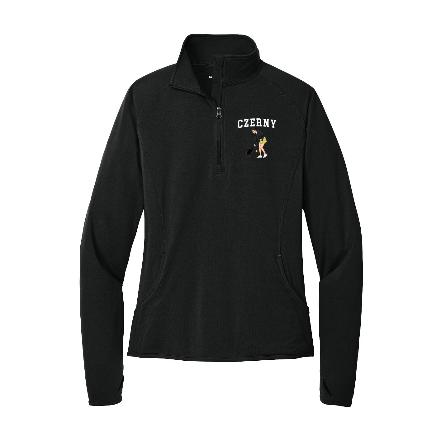 Women's Q-Zip Pullover — Shirsey in Black