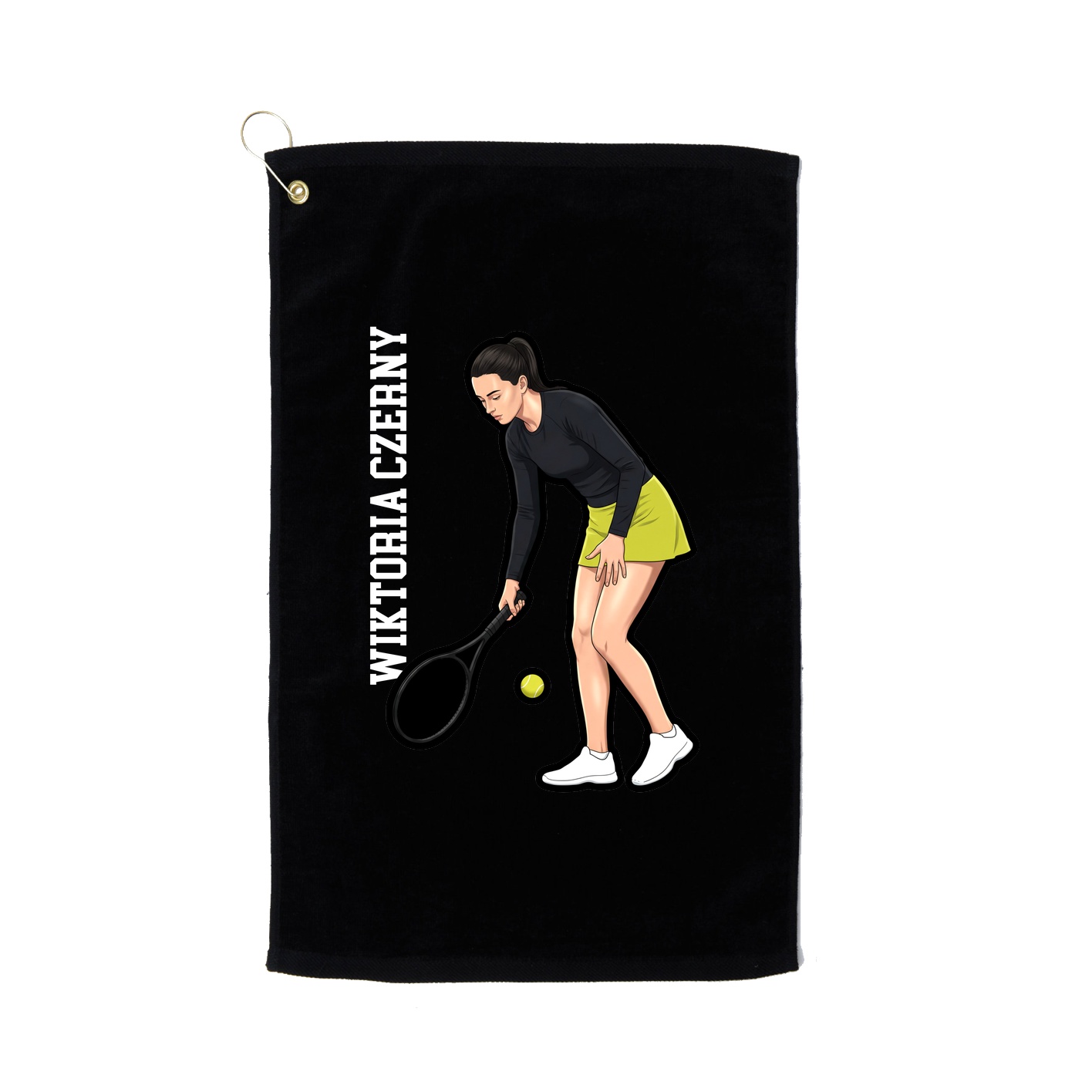 Golf Towel — Name Vertical in Black
