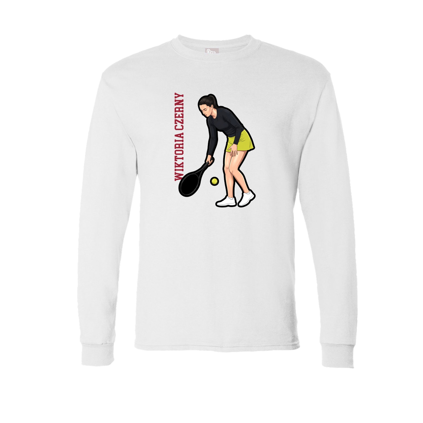 Long Sleeve Tee — Name Vertical in White