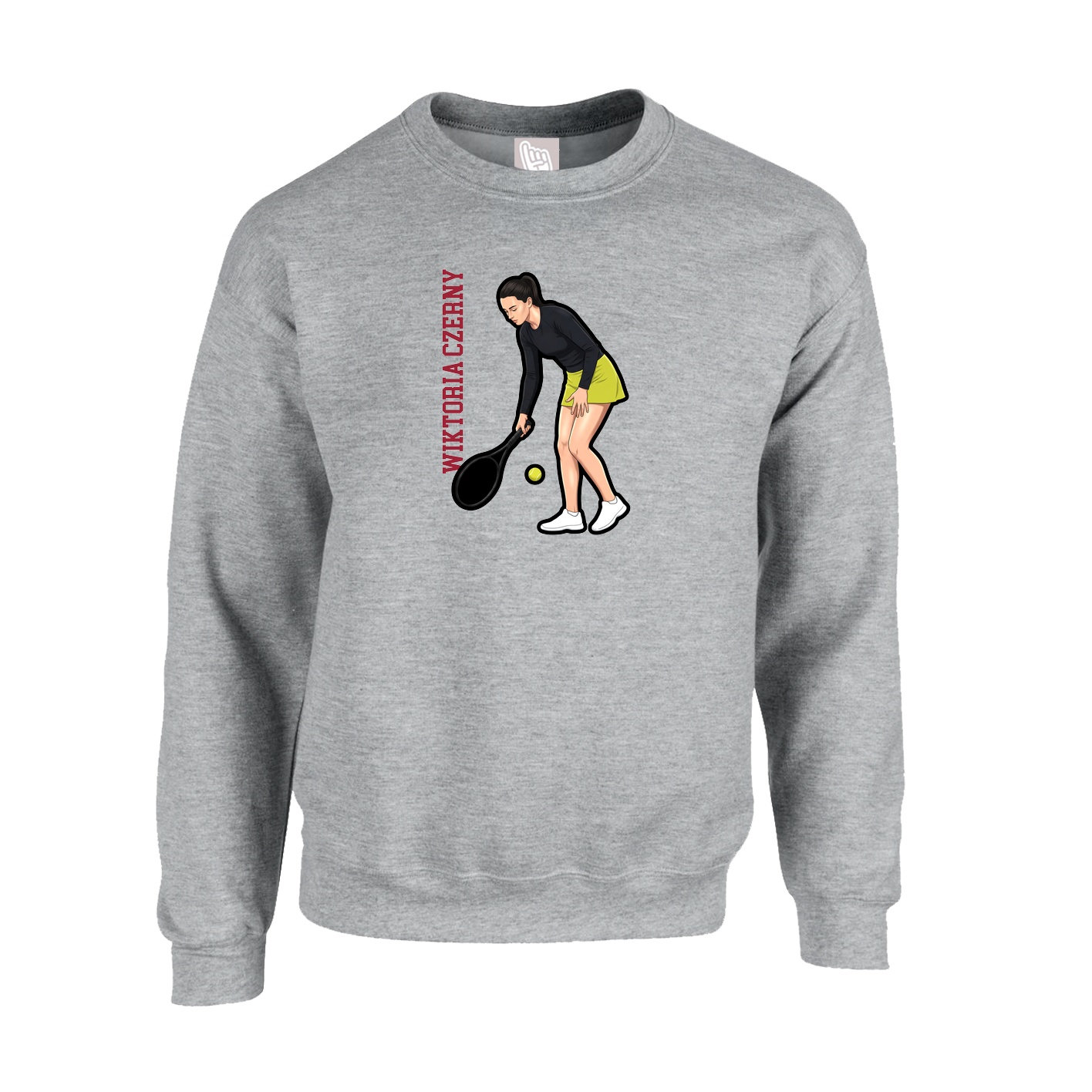 Fleece Crew — Name Vertical in Grey
