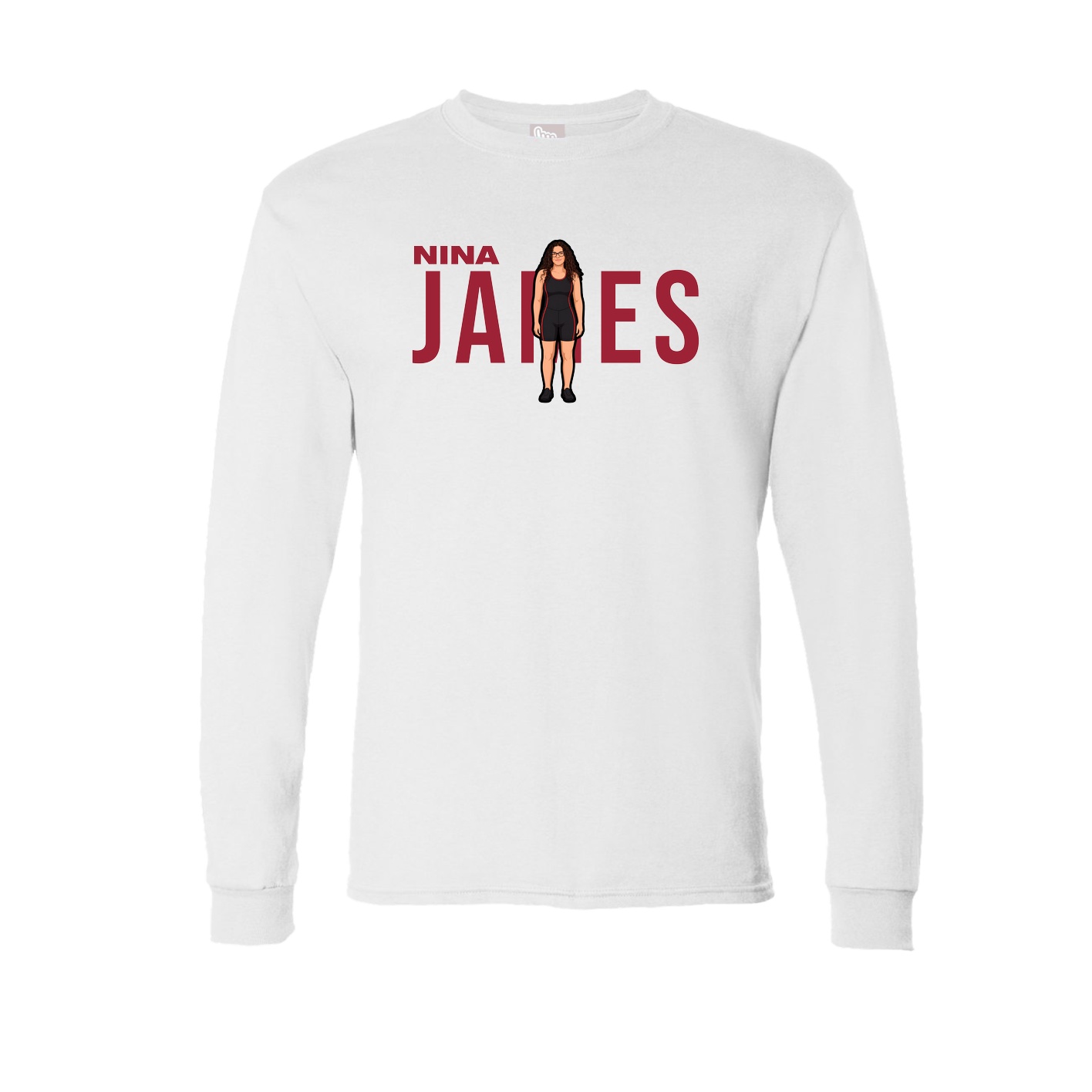 Long Sleeve Tee — Player Name in White