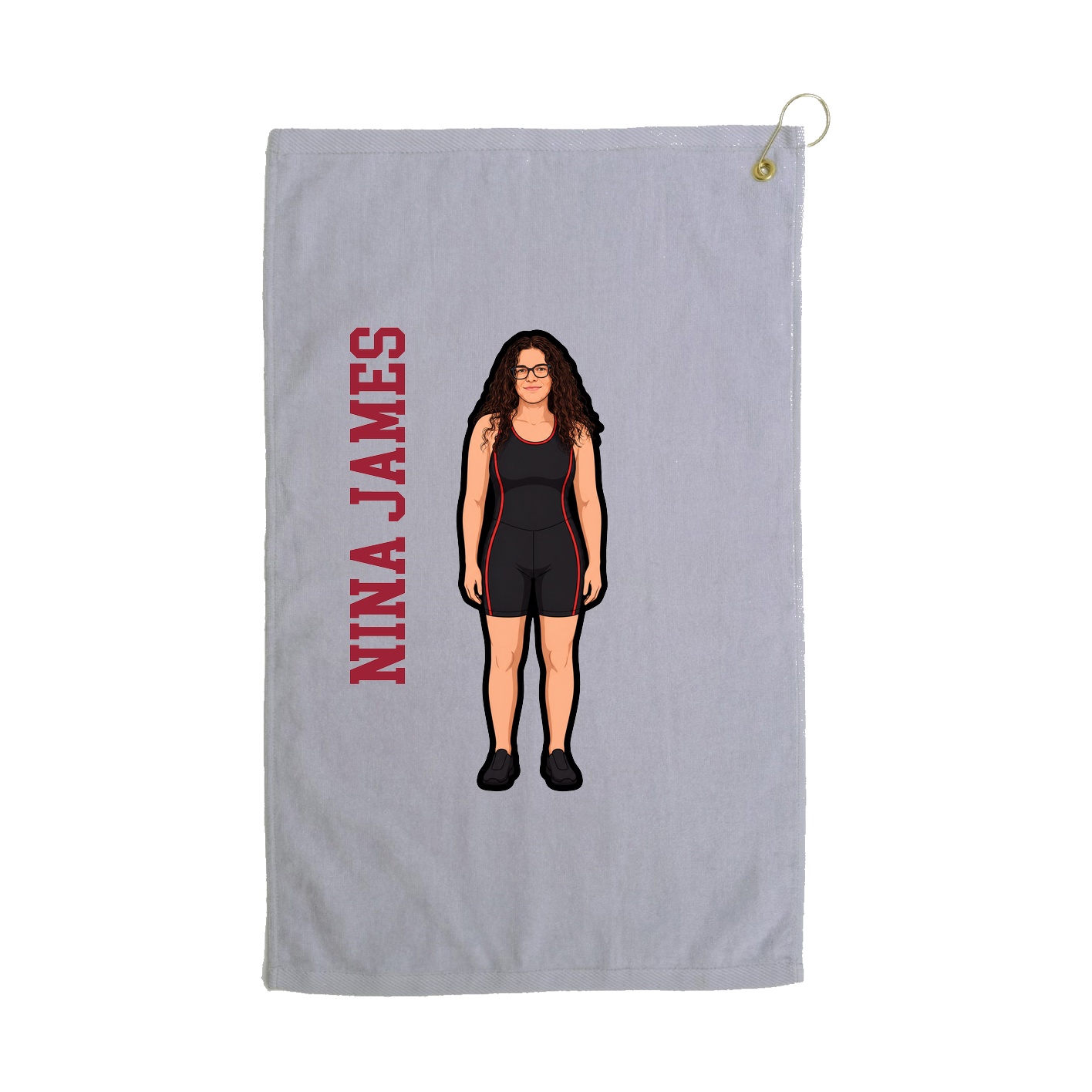Golf Towel — Name Vertical in Grey