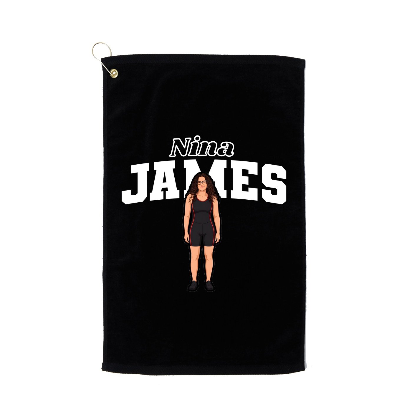 Golf Towel — Name Arch in Black