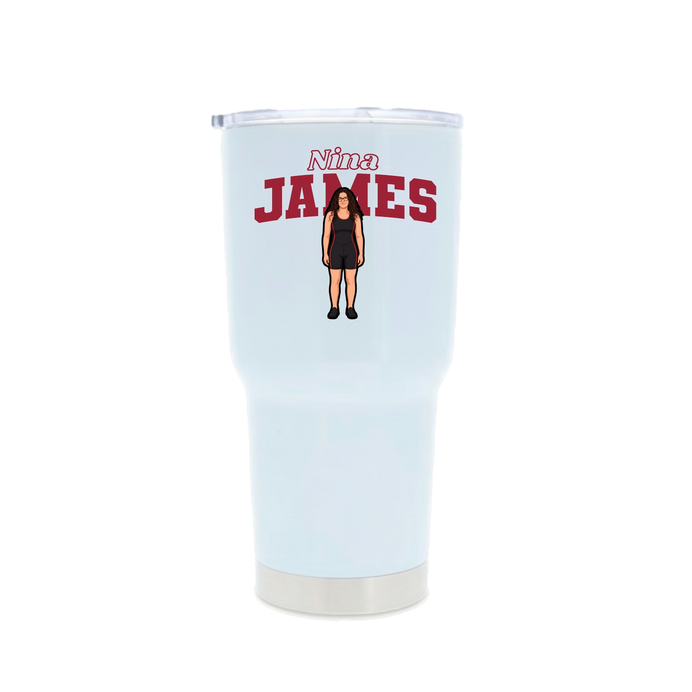 30oz Stainless Steel Tumbler — Name Arch in White