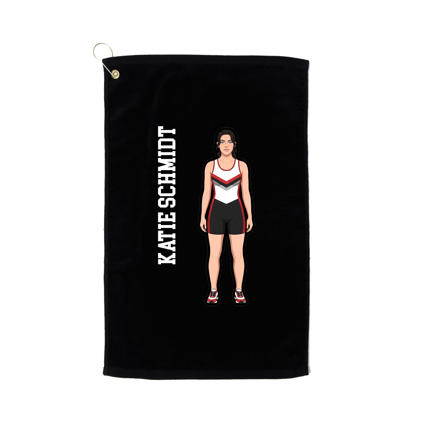 Golf Towel — Name Vertical in Black