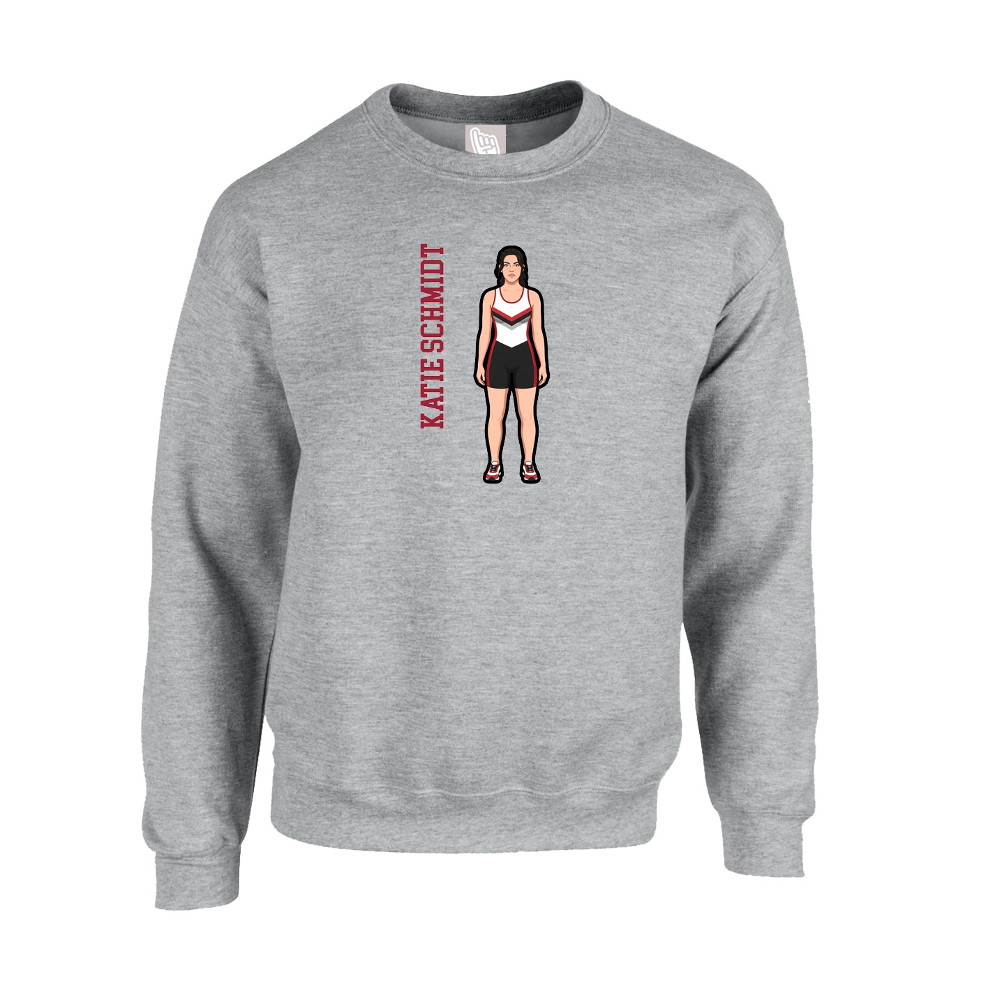 Fleece Crew — Name Vertical in Grey