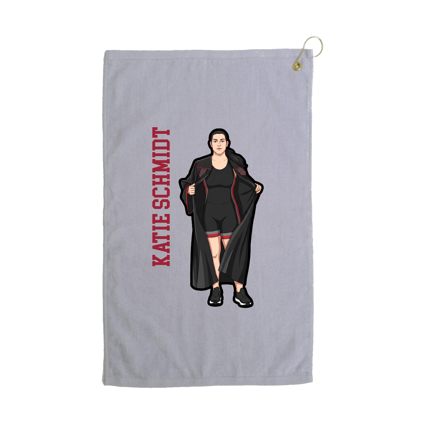 Golf Towel — Name Vertical in Grey