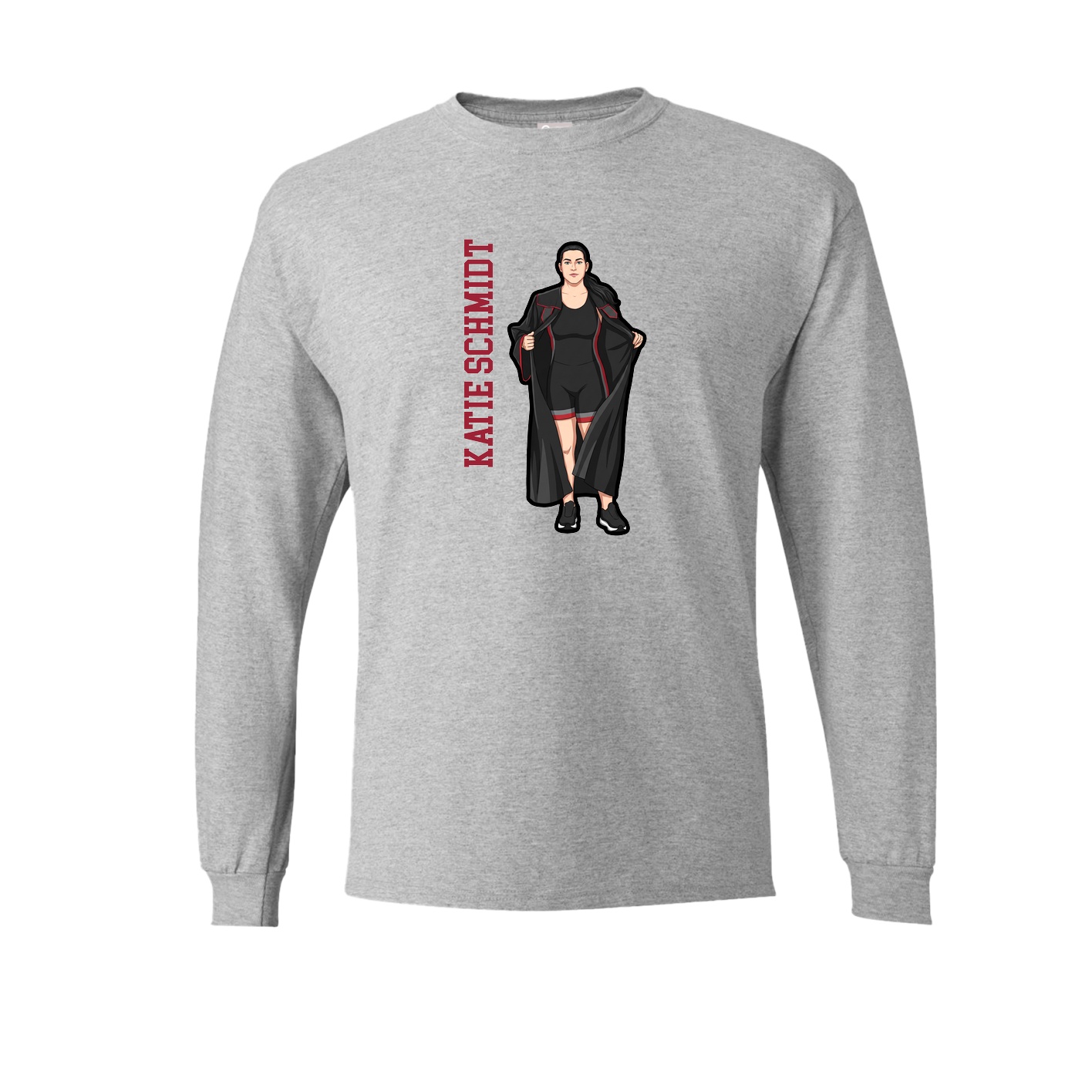 Long Sleeve Tee — Name Vertical in Grey