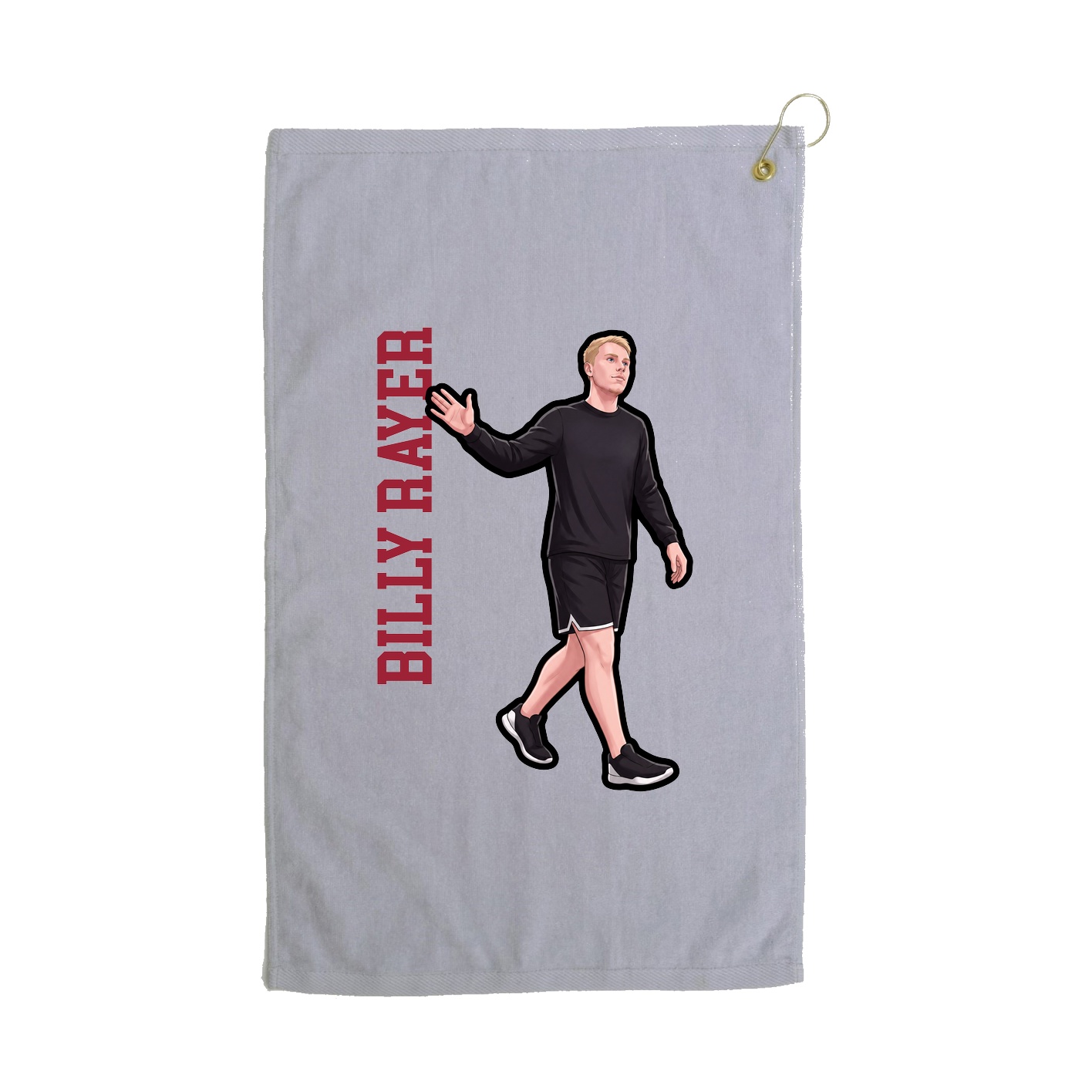 Golf Towel — Name Vertical in Grey