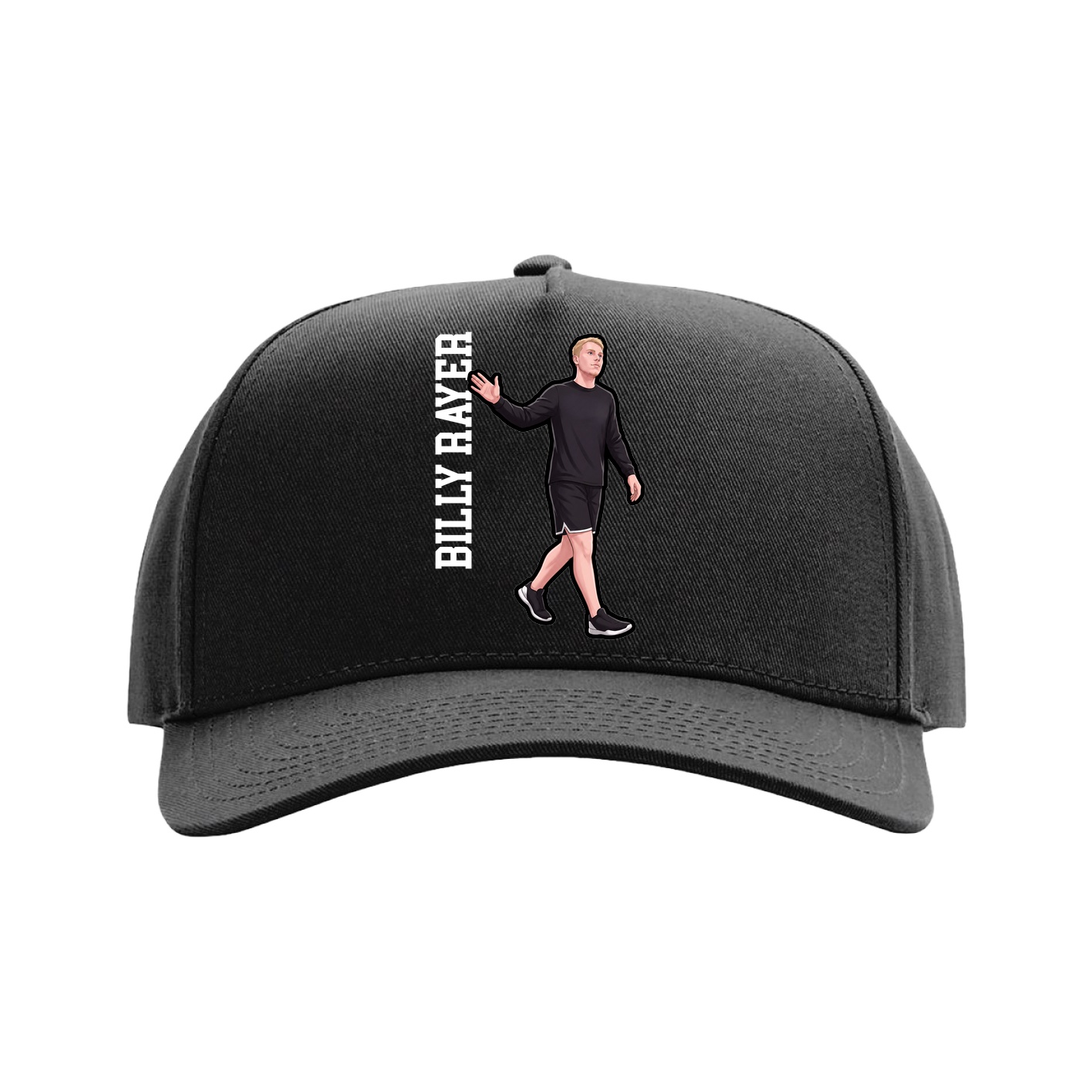 Full Fabric Five-Panel Champ Cap — Name Vertical in Black
