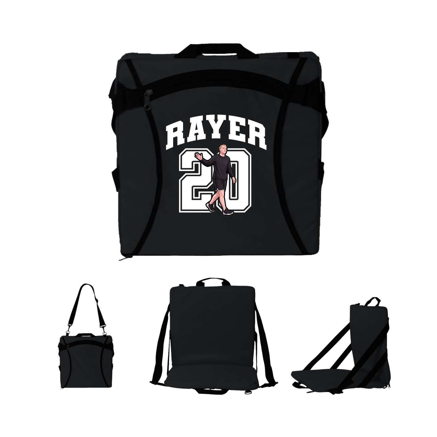 Folding Stadium Seat — Number in Black
