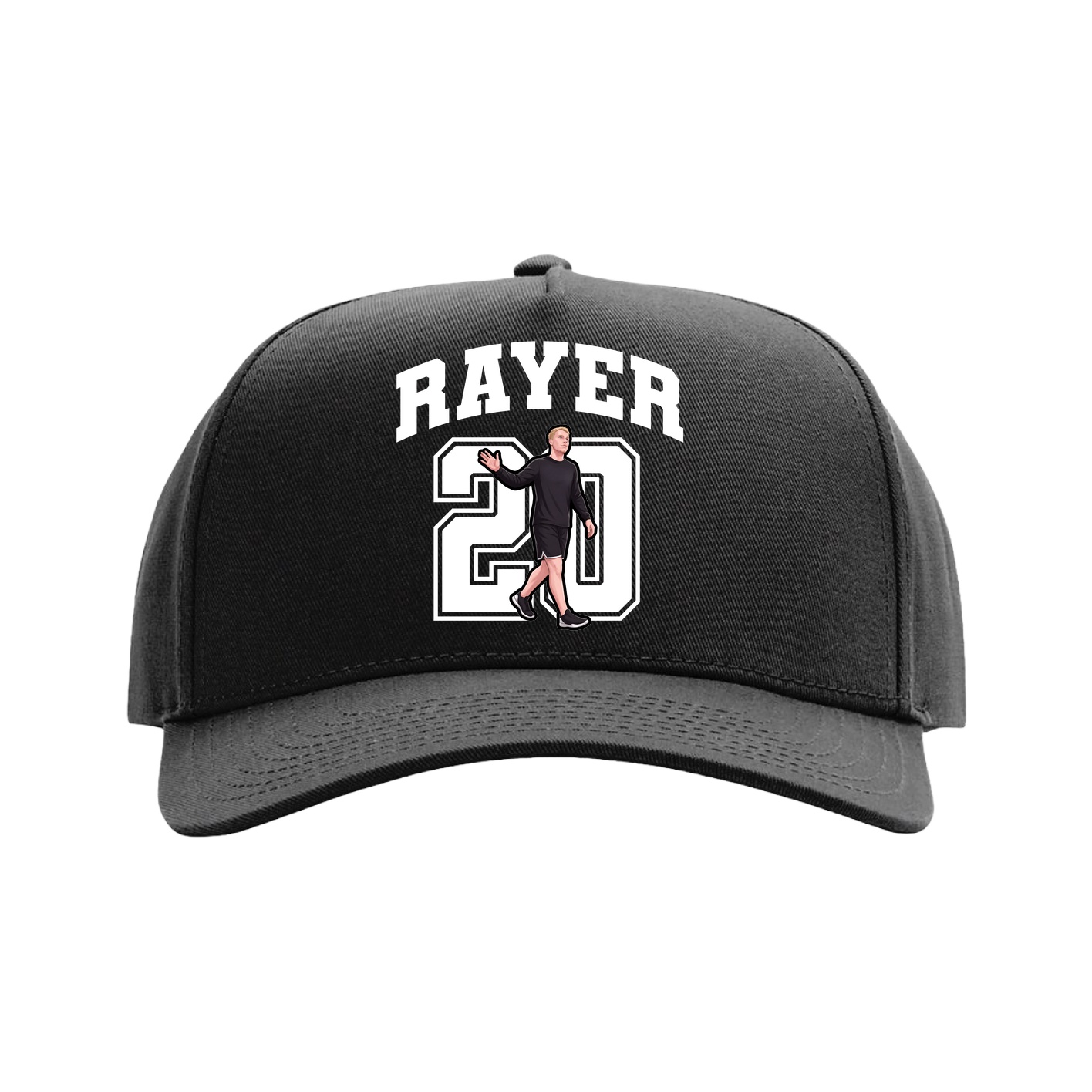 Full Fabric Five-Panel Champ Cap — Number in Black