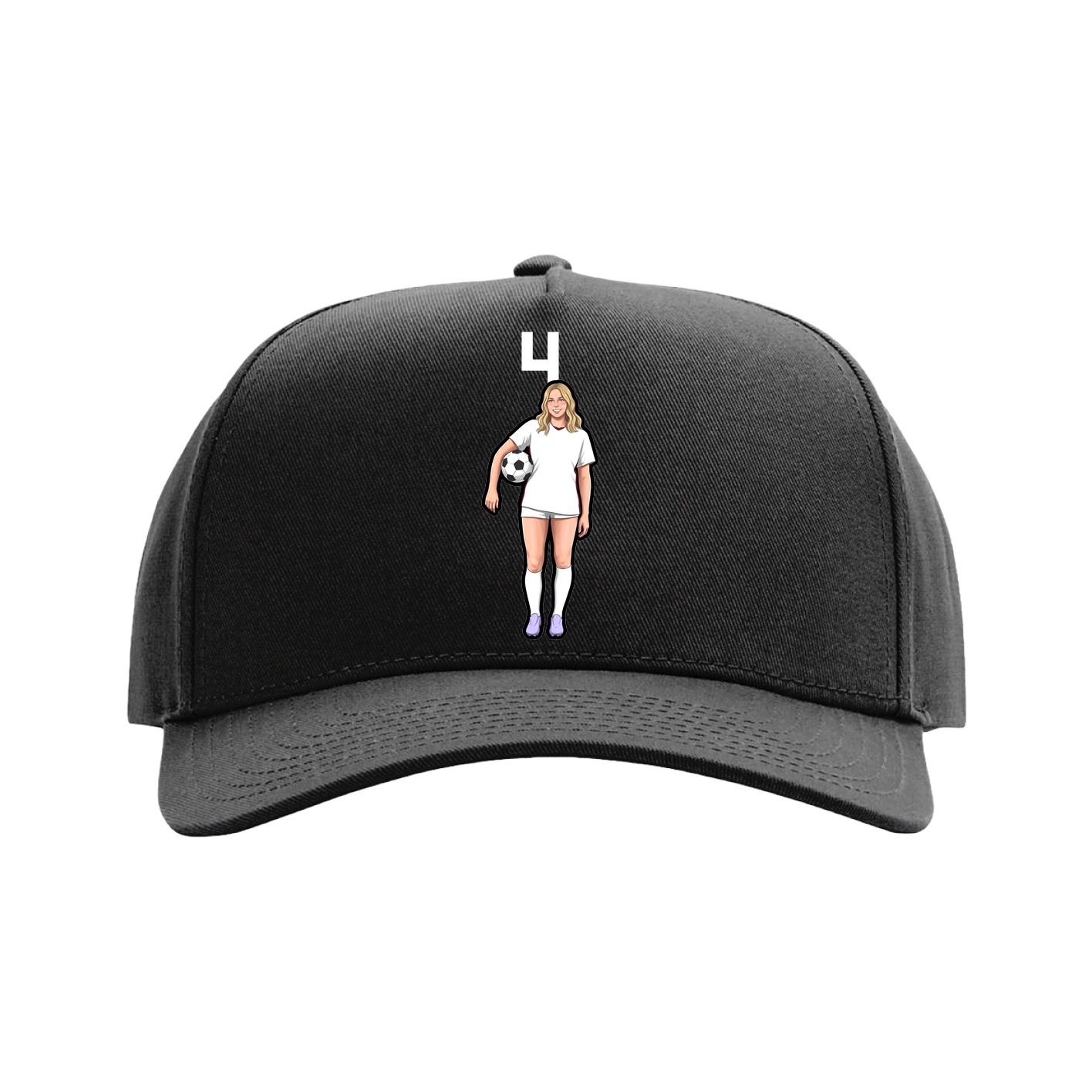 Full Fabric Five-Panel Champ Cap — Number Top in Black