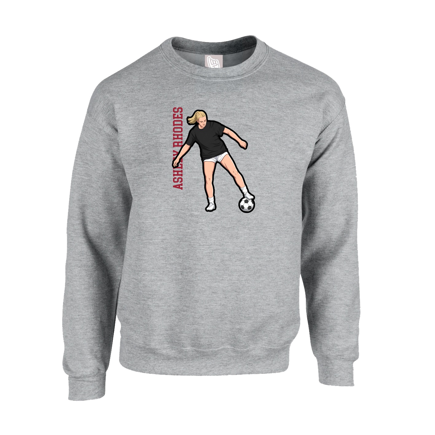 Fleece Crew — Name Vertical in Grey