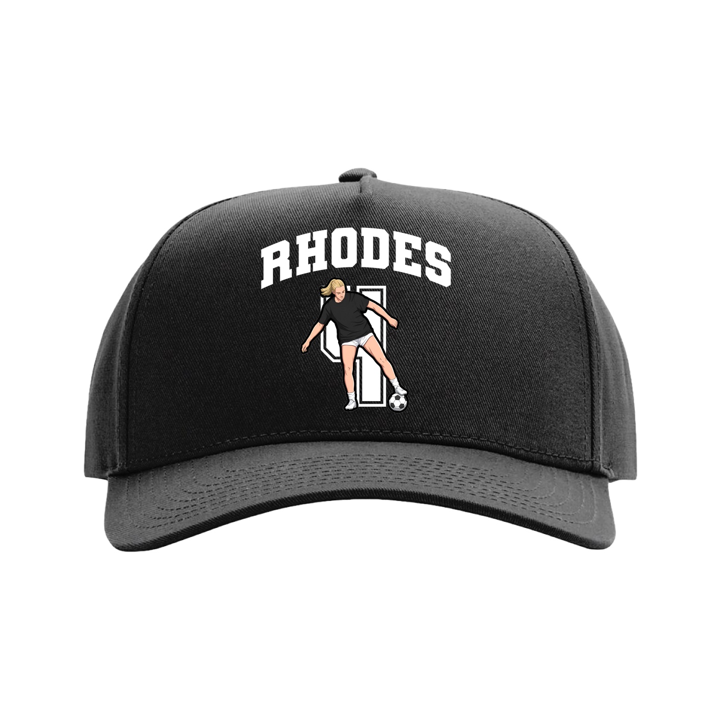 Full Fabric Five-Panel Champ Cap — Number in Black