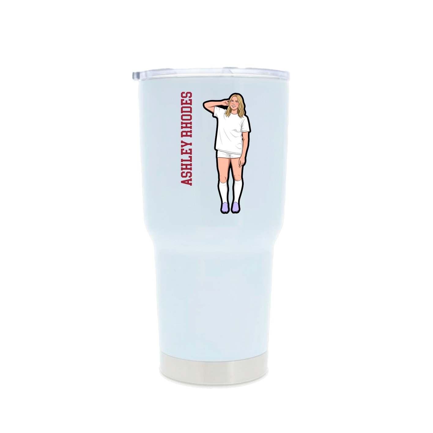 30oz Stainless Steel Tumbler — Name Vertical in White