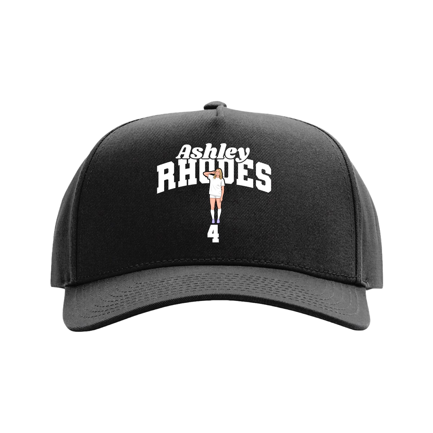 Full Fabric Five-Panel Champ Cap — Signature Arch in Black