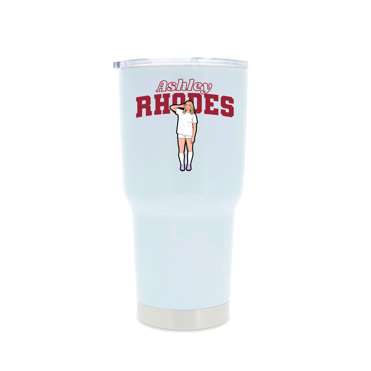 30oz Stainless Steel Tumbler — Name Arch in White
