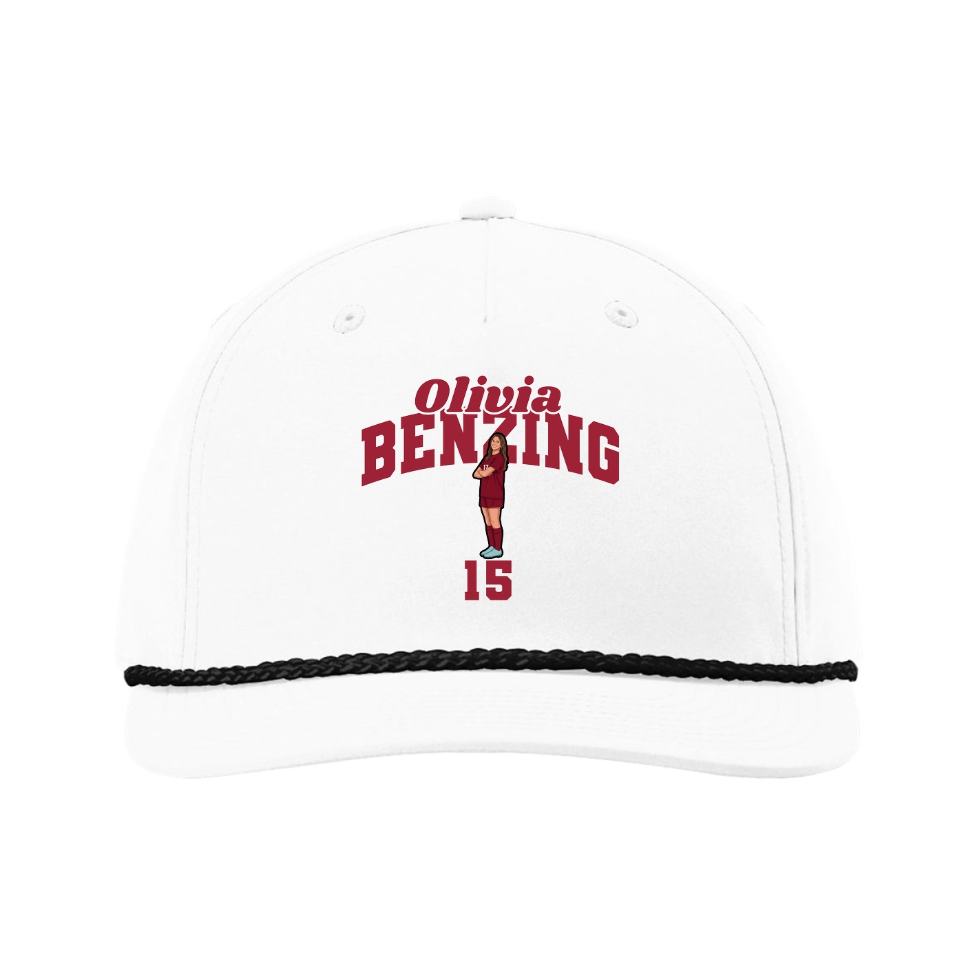 Five-Panel Classic Rope Cap — Signature Arch in White