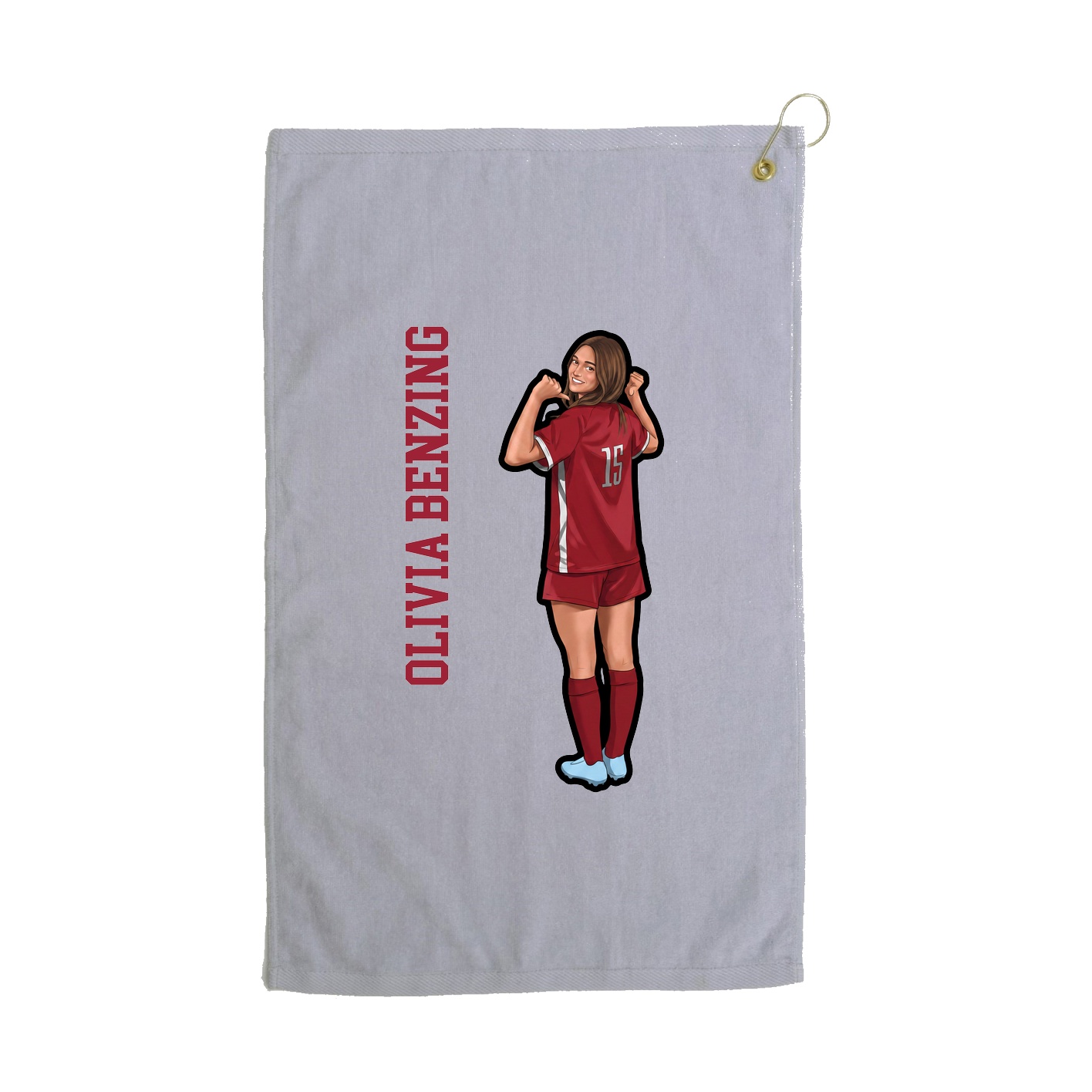 Golf Towel — Name Vertical in Grey