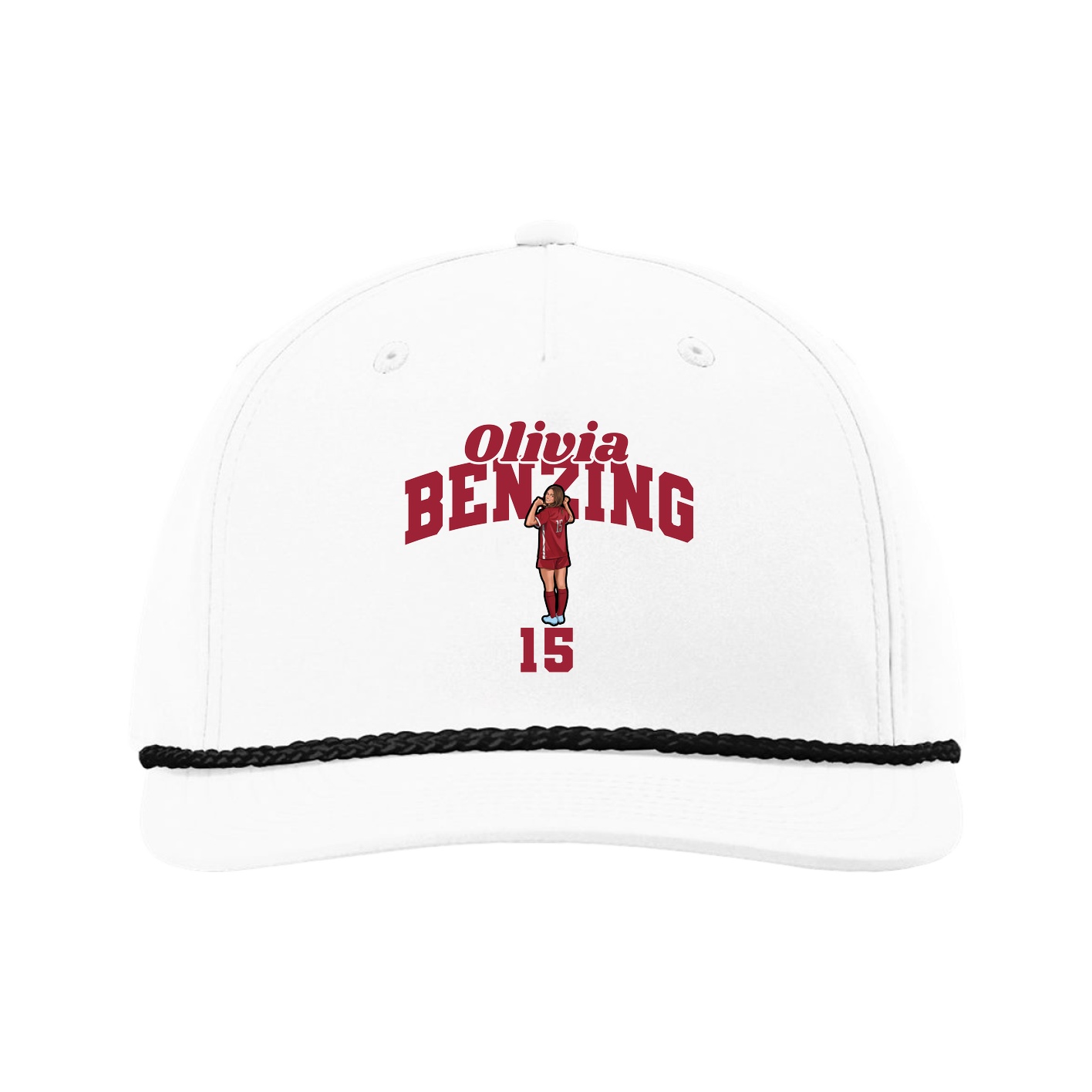 Five-Panel Classic Rope Cap — Signature Arch in White