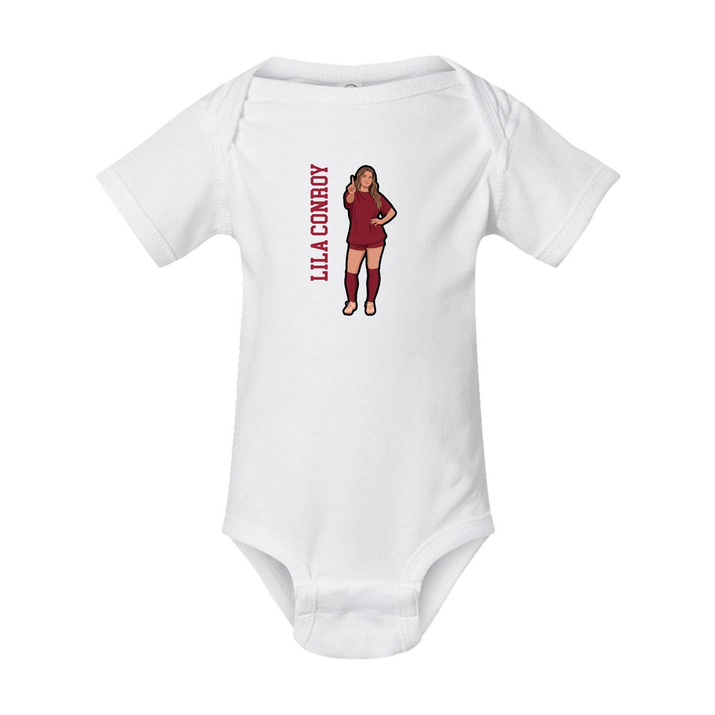 Baby Onesie — Name Vertical in White