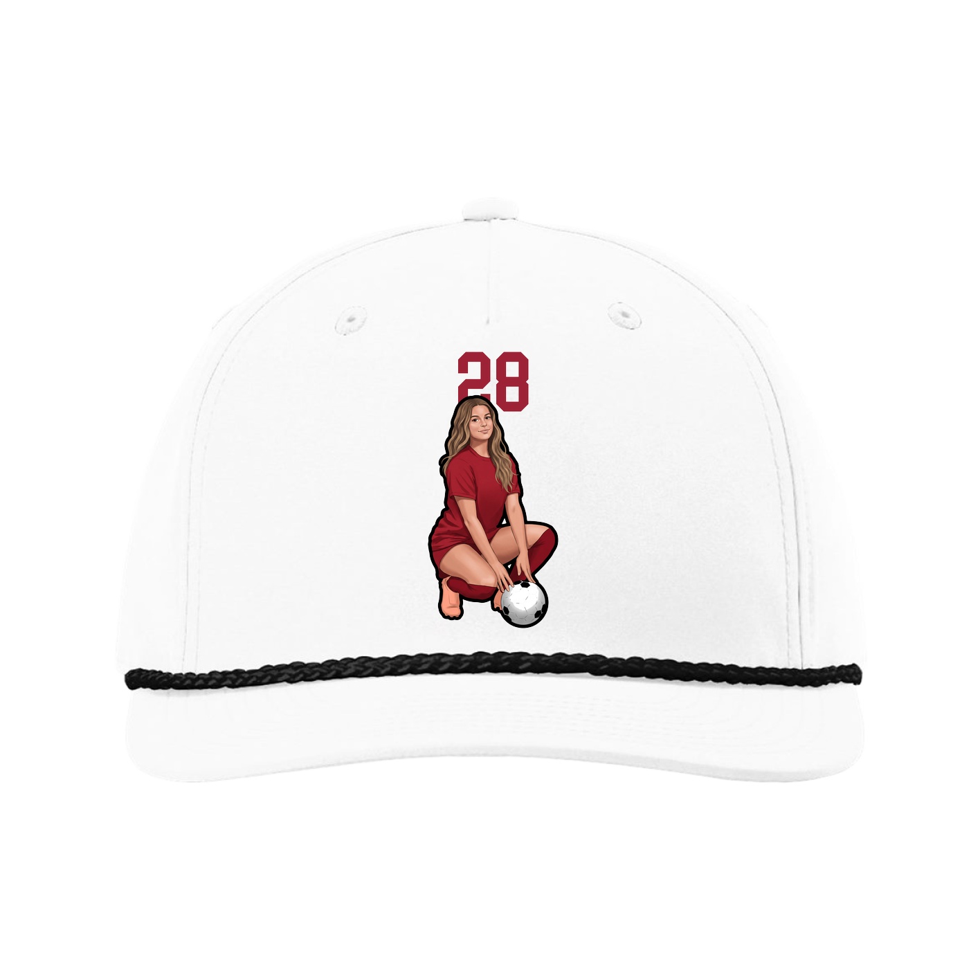 Five-Panel Classic Rope Cap — Number Top in White