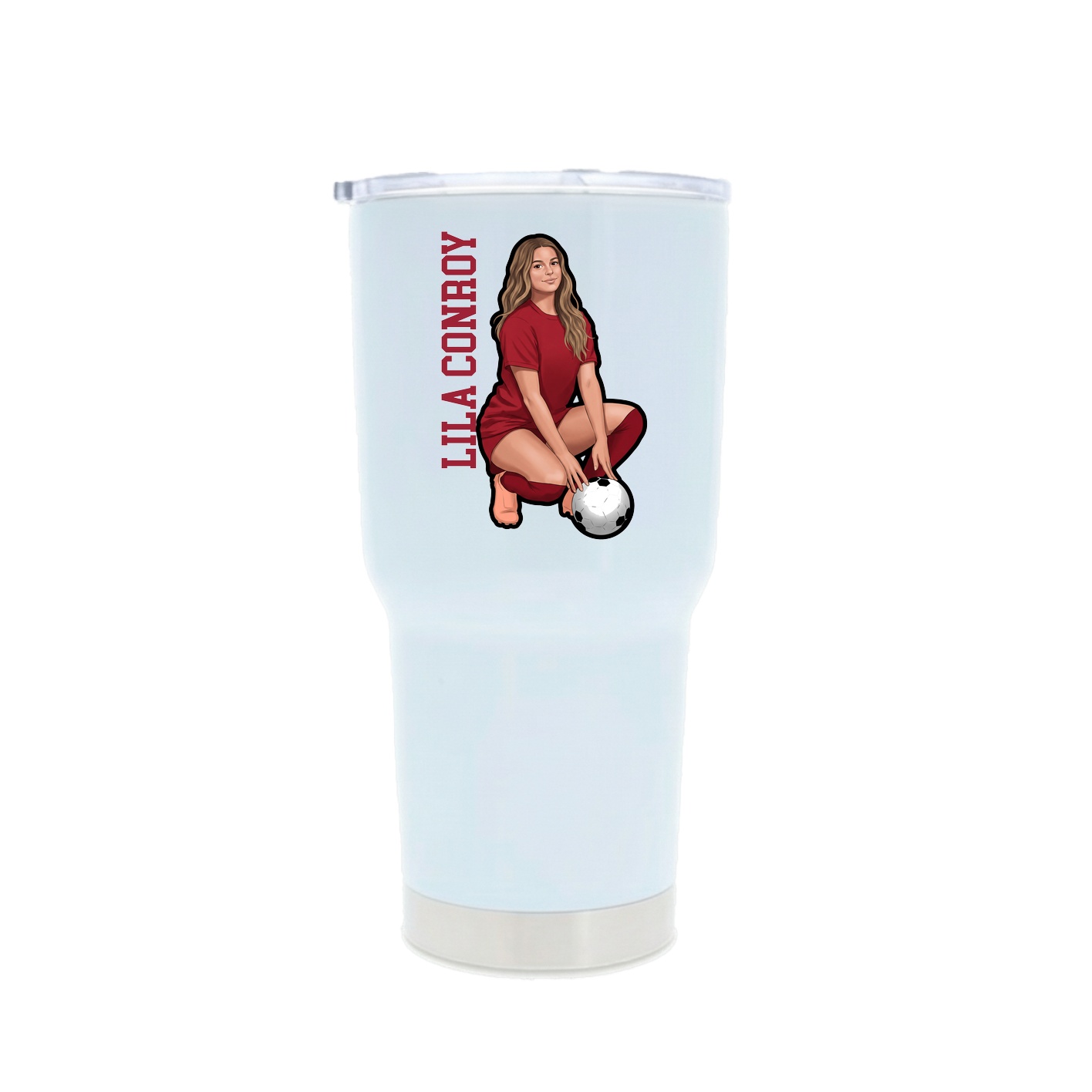 30oz Stainless Steel Tumbler — Name Vertical in White