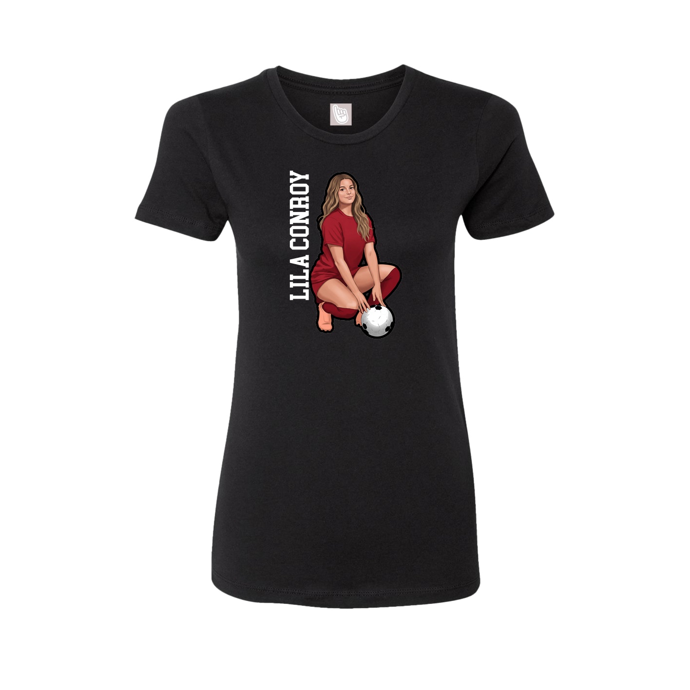 Fitted Women's Tee — Name Vertical in Black
