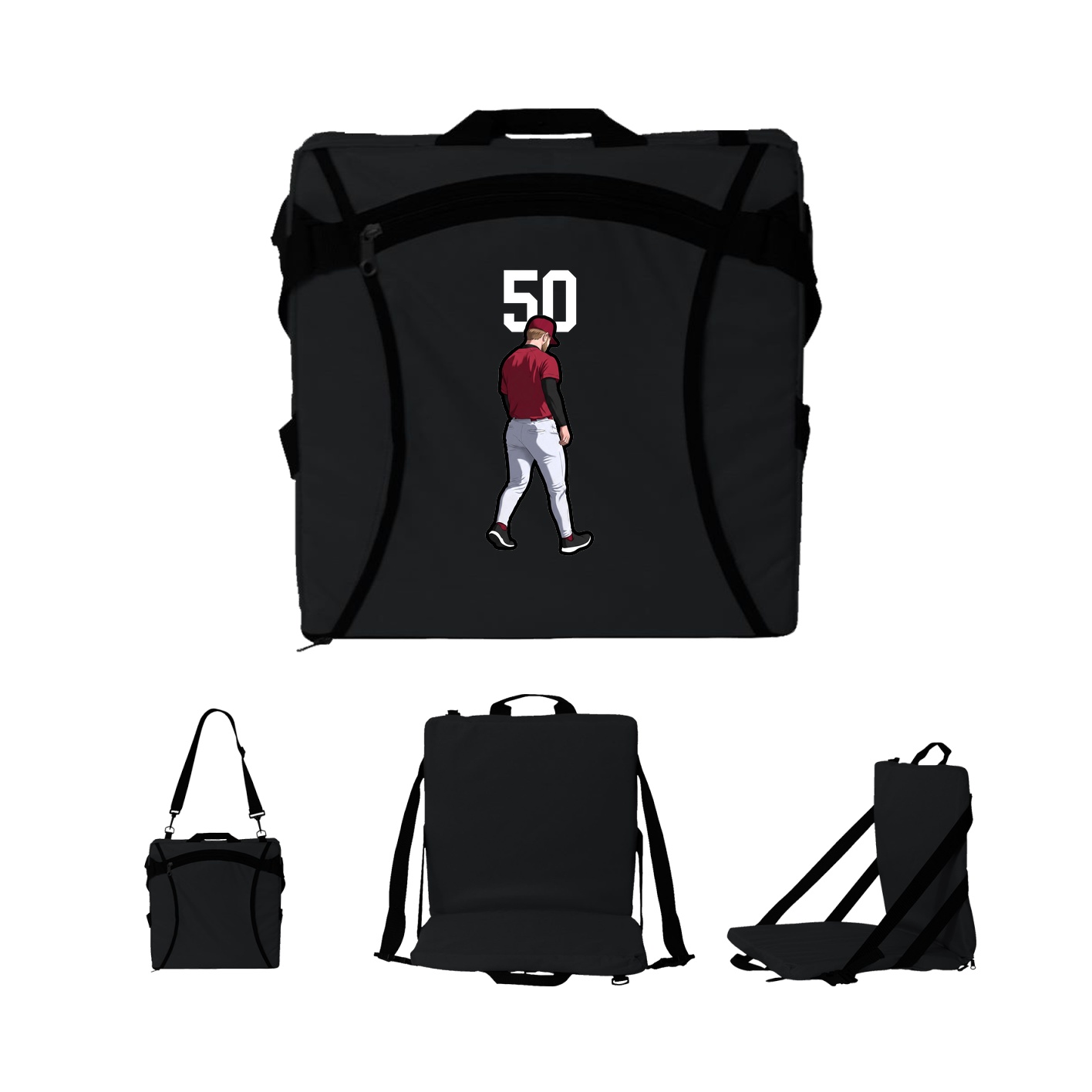 Folding Stadium Seat — Number Top in Black