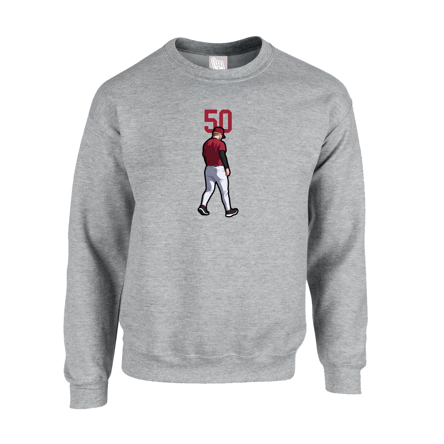 Fleece Crew — Number Top in Grey