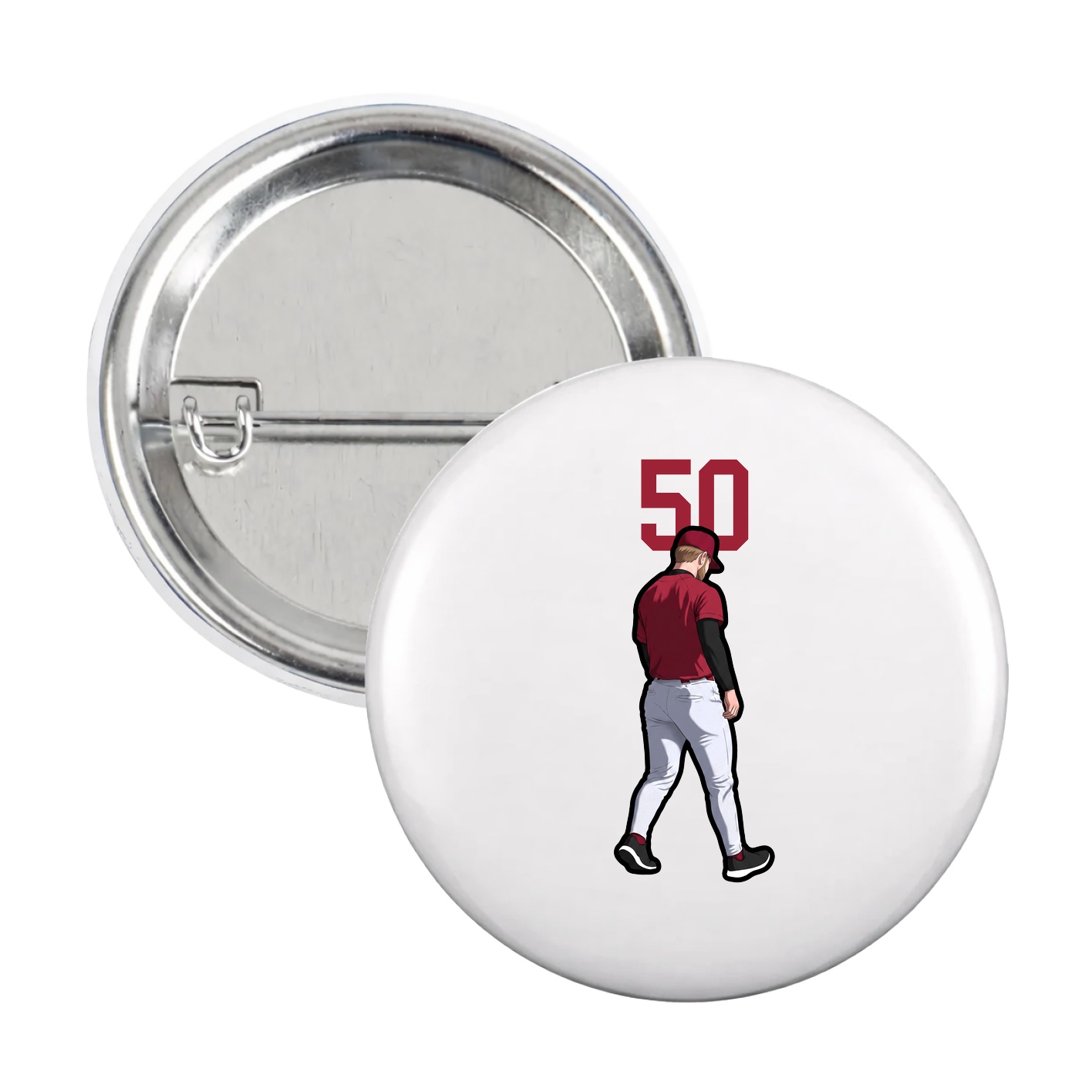 Game Day Button — Number Top in White