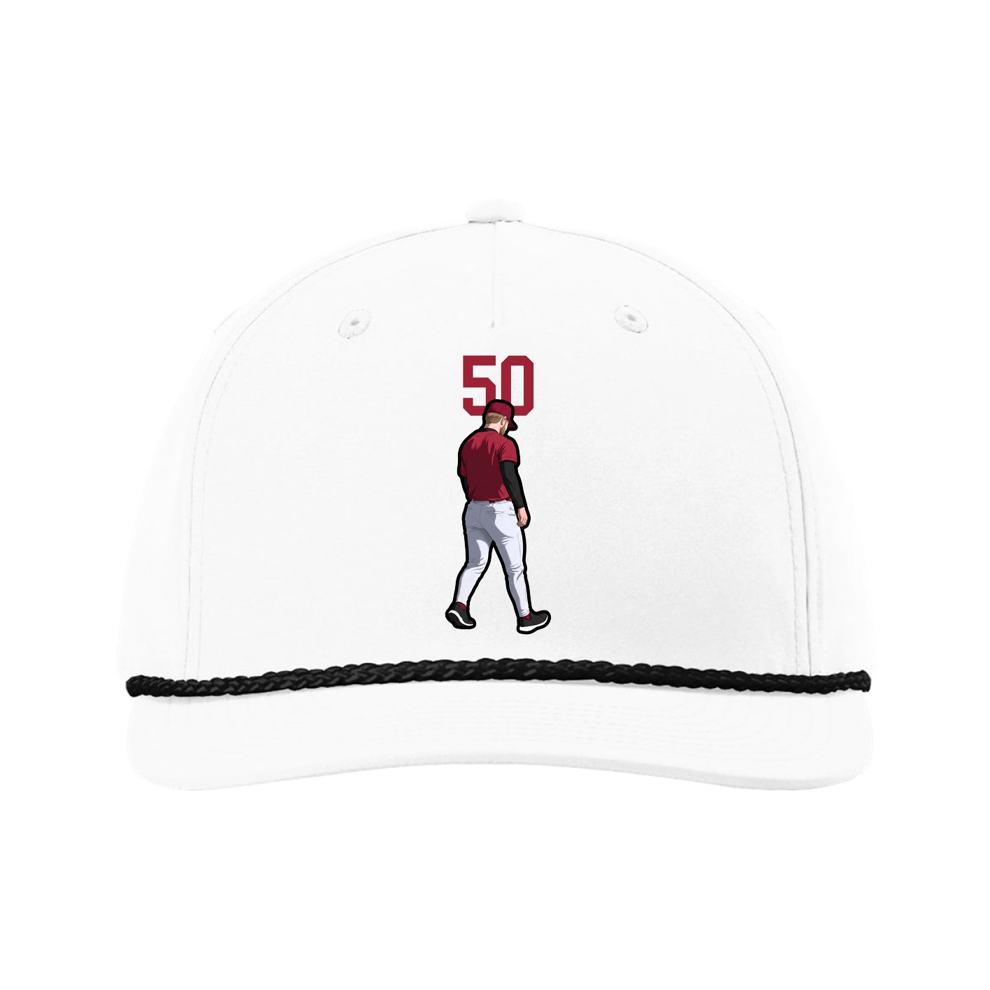 Five-Panel Classic Rope Cap — Number Top in White