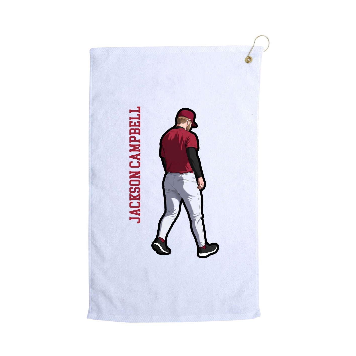 Golf Towel — Name Vertical in White