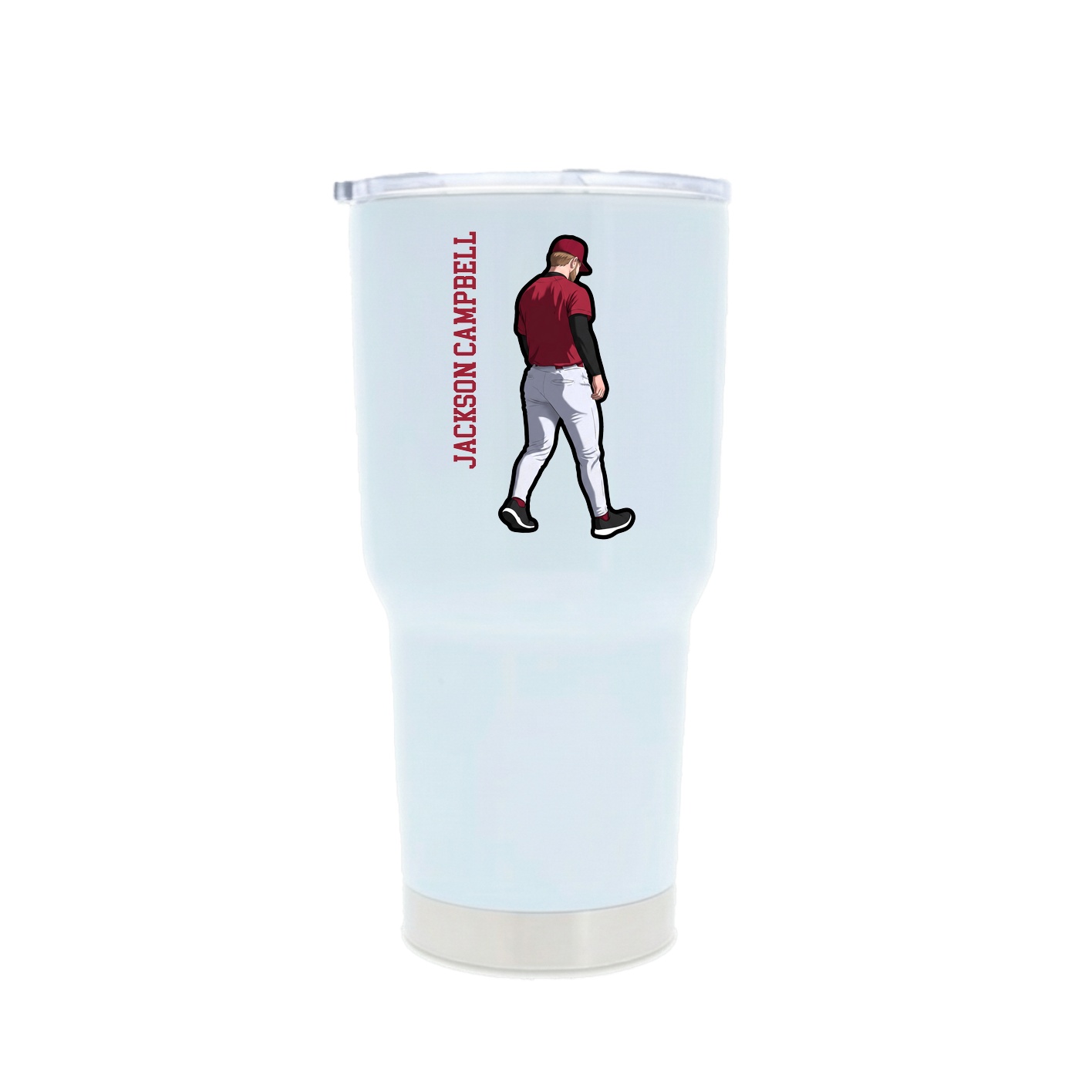 30oz Stainless Steel Tumbler — Name Vertical in White