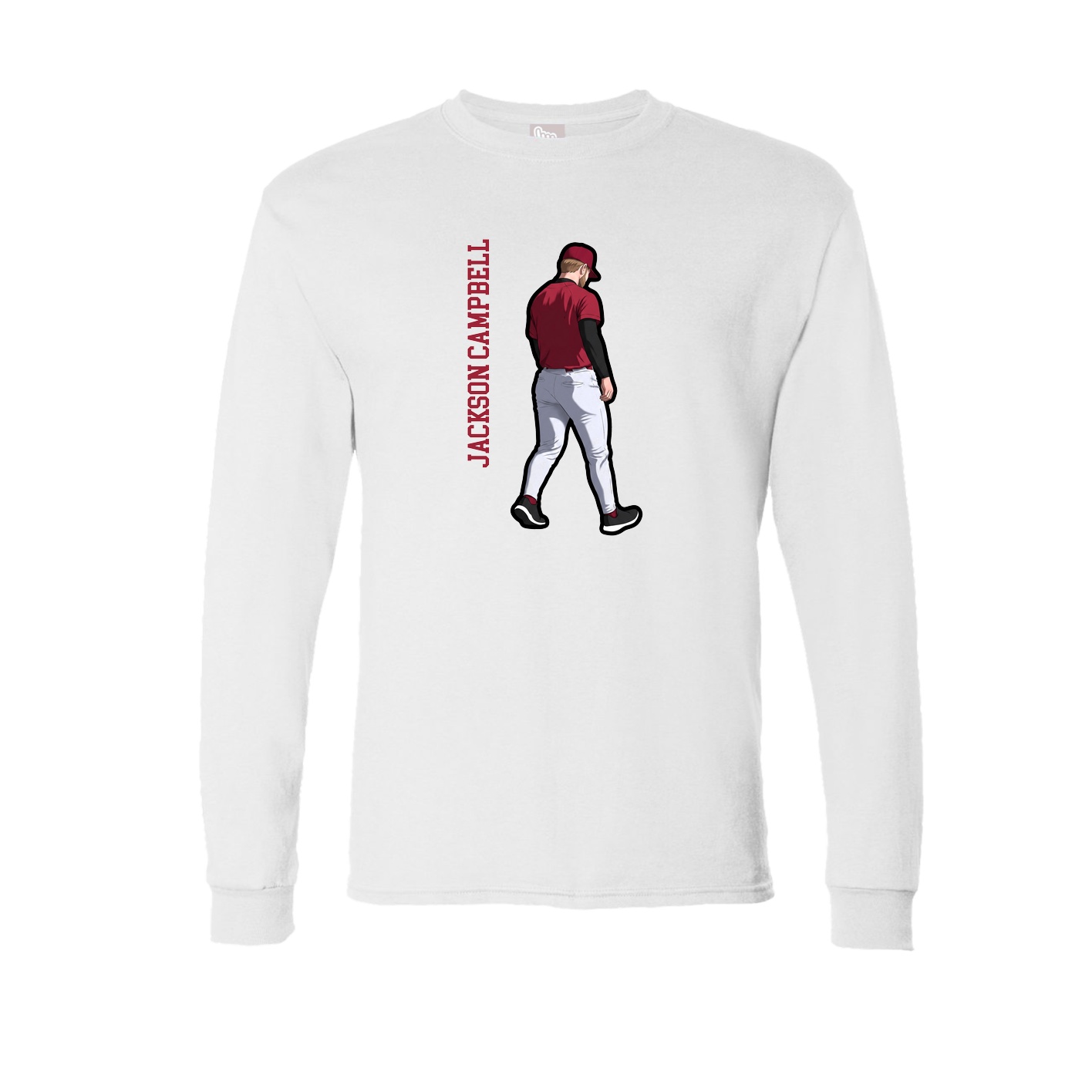 Long Sleeve Tee — Name Vertical in White