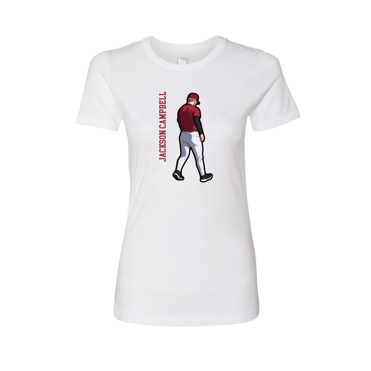 Fitted Women's Tee — Name Vertical in White