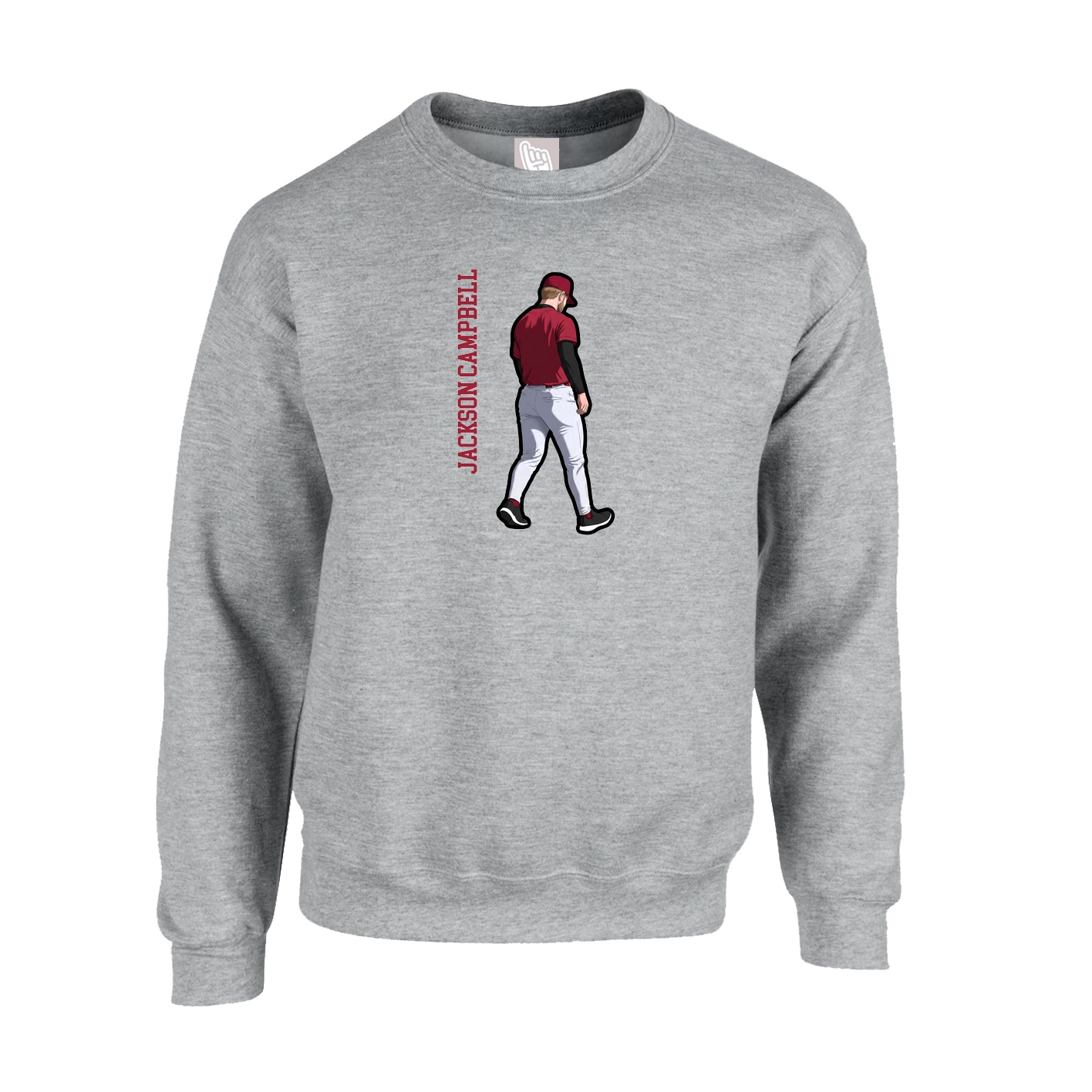 Fleece Crew — Name Vertical in Grey