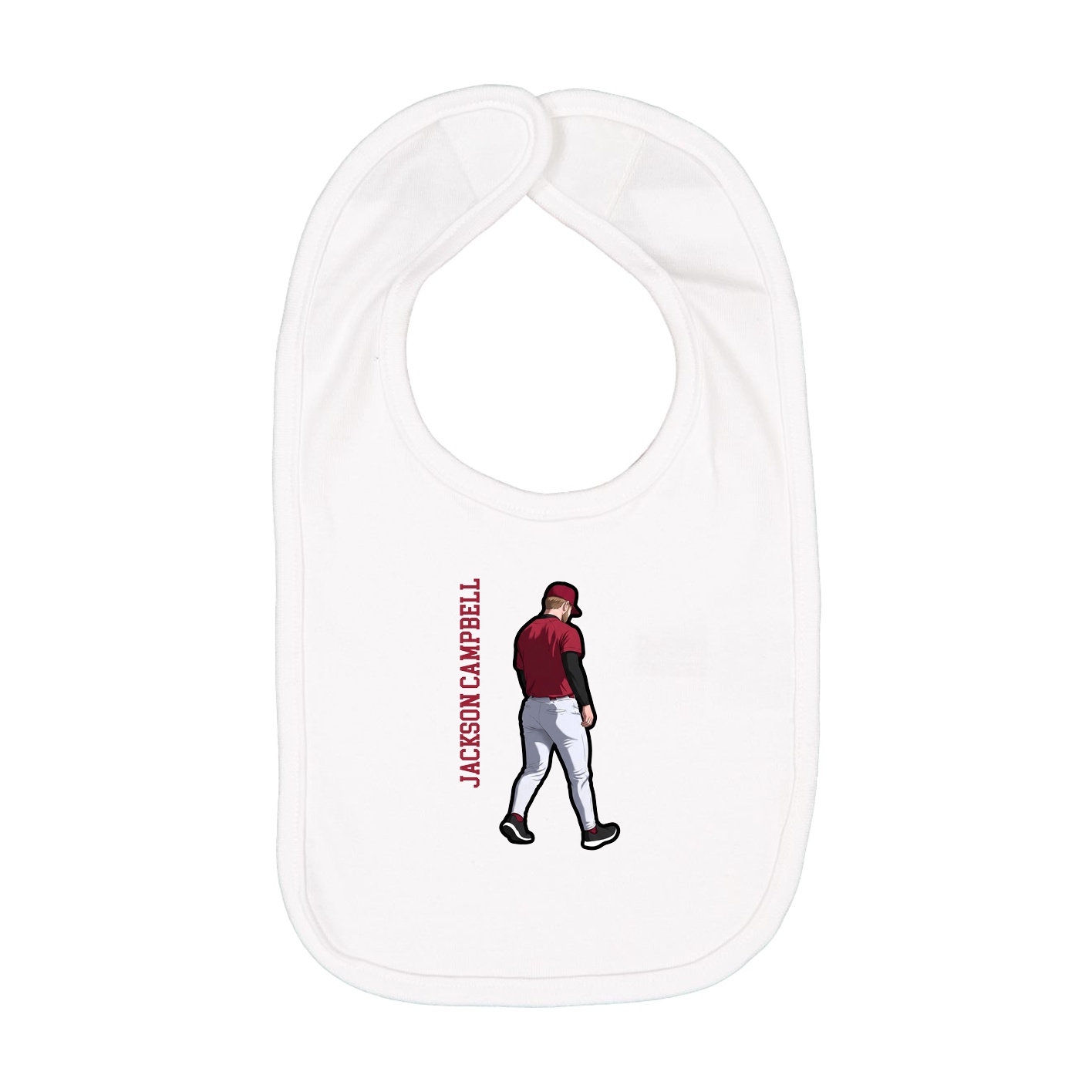 Infant Bib — Name Vertical in White