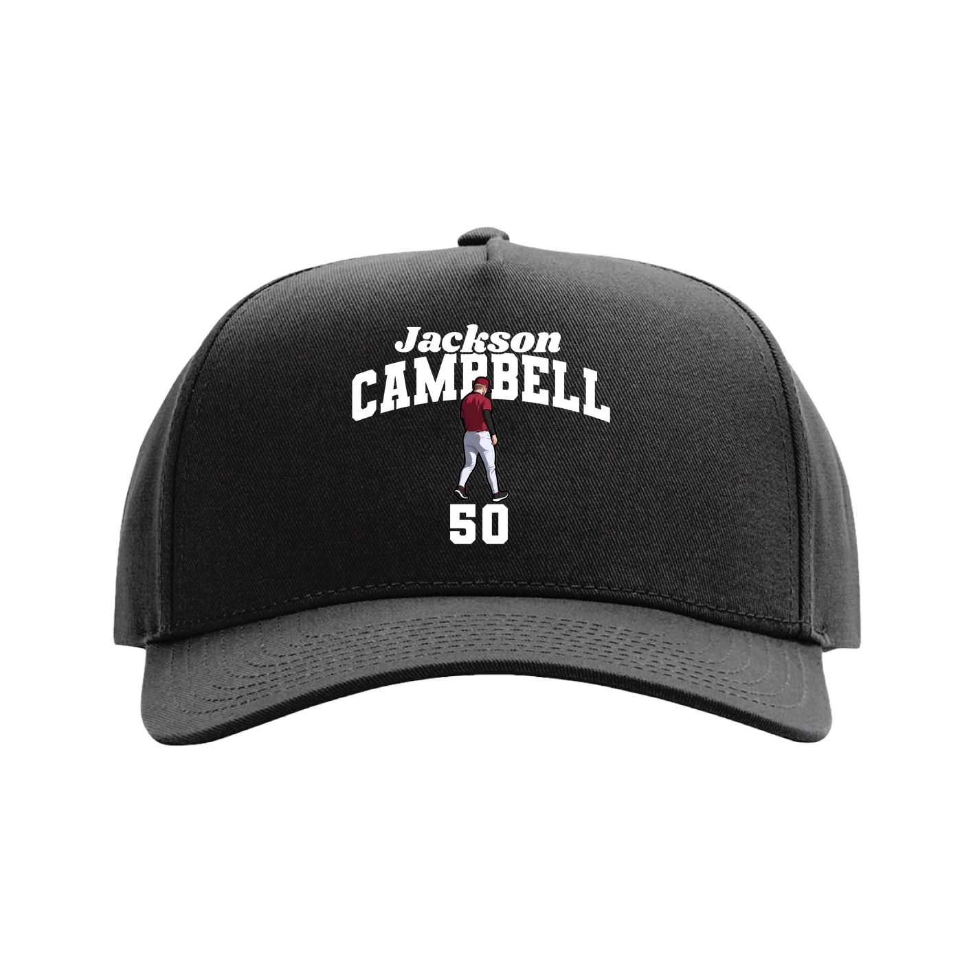 Full Fabric Five-Panel Champ Cap — Signature Arch in Black