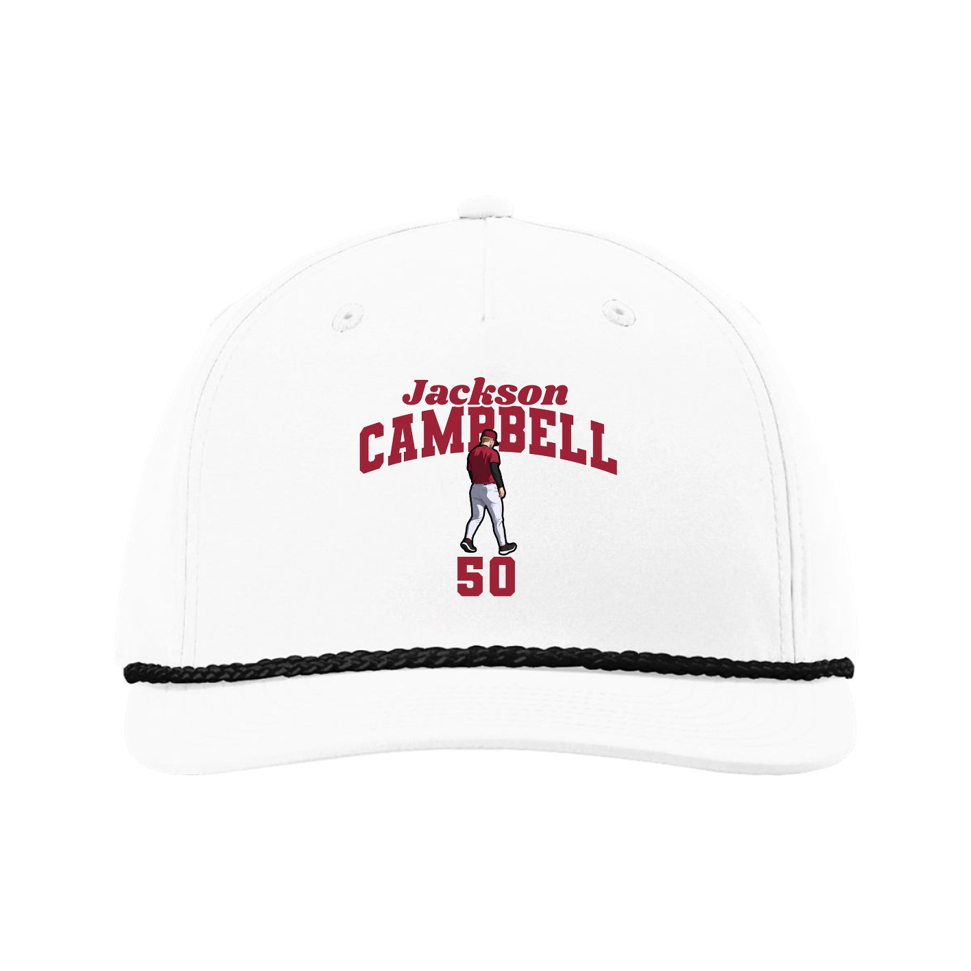 Five-Panel Classic Rope Cap — Signature Arch in White