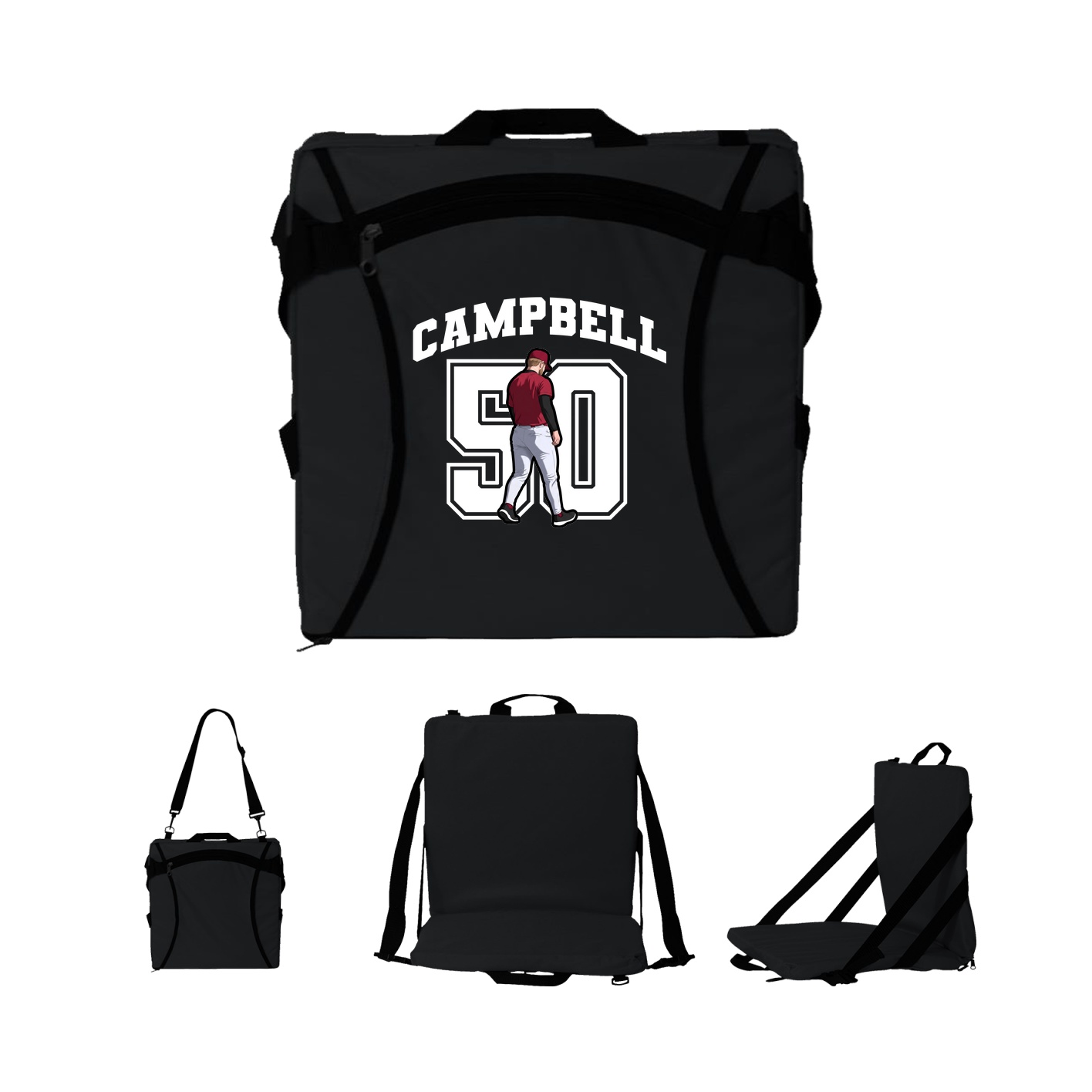 Folding Stadium Seat — Number in Black