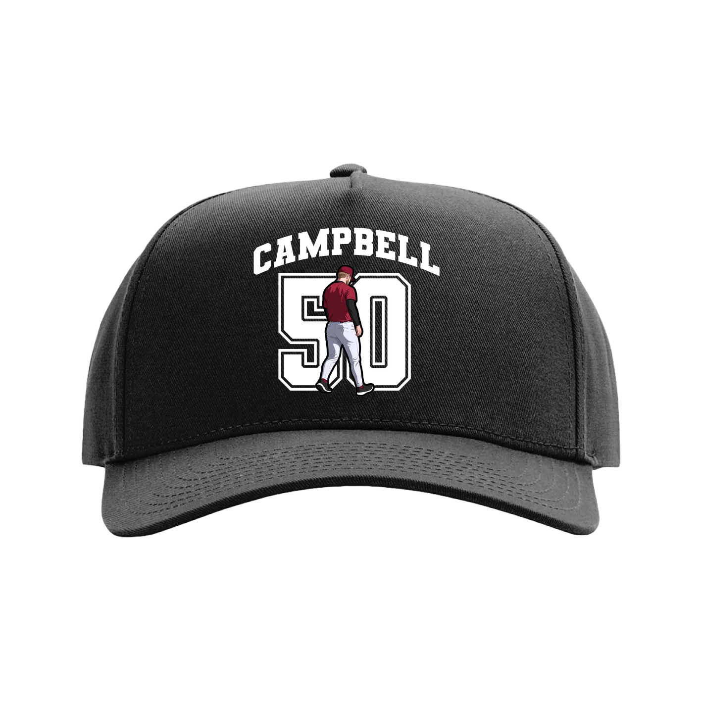 Full Fabric Five-Panel Champ Cap — Number in Black